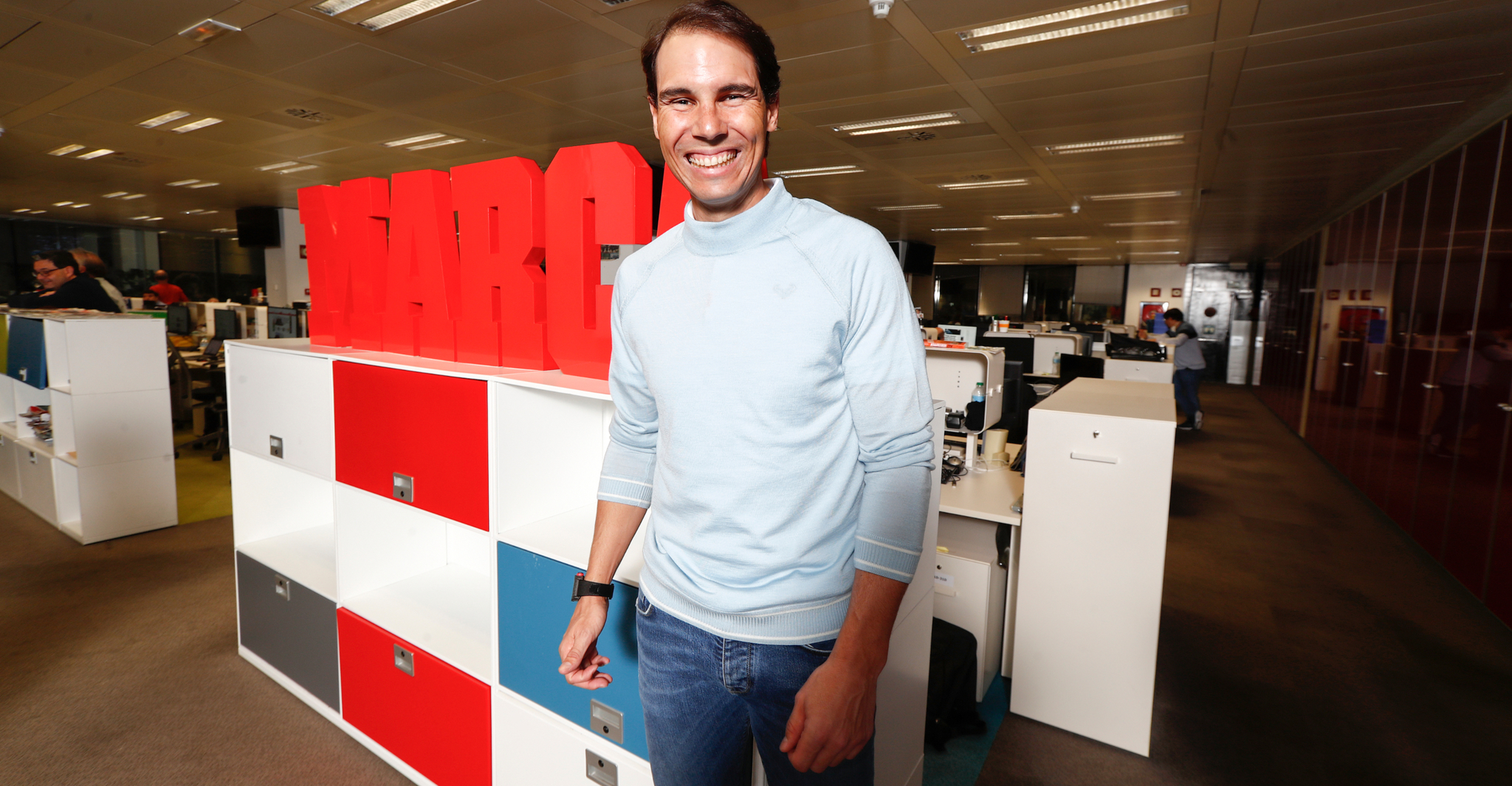 Rafael Nadal smiling at MARCA's offices