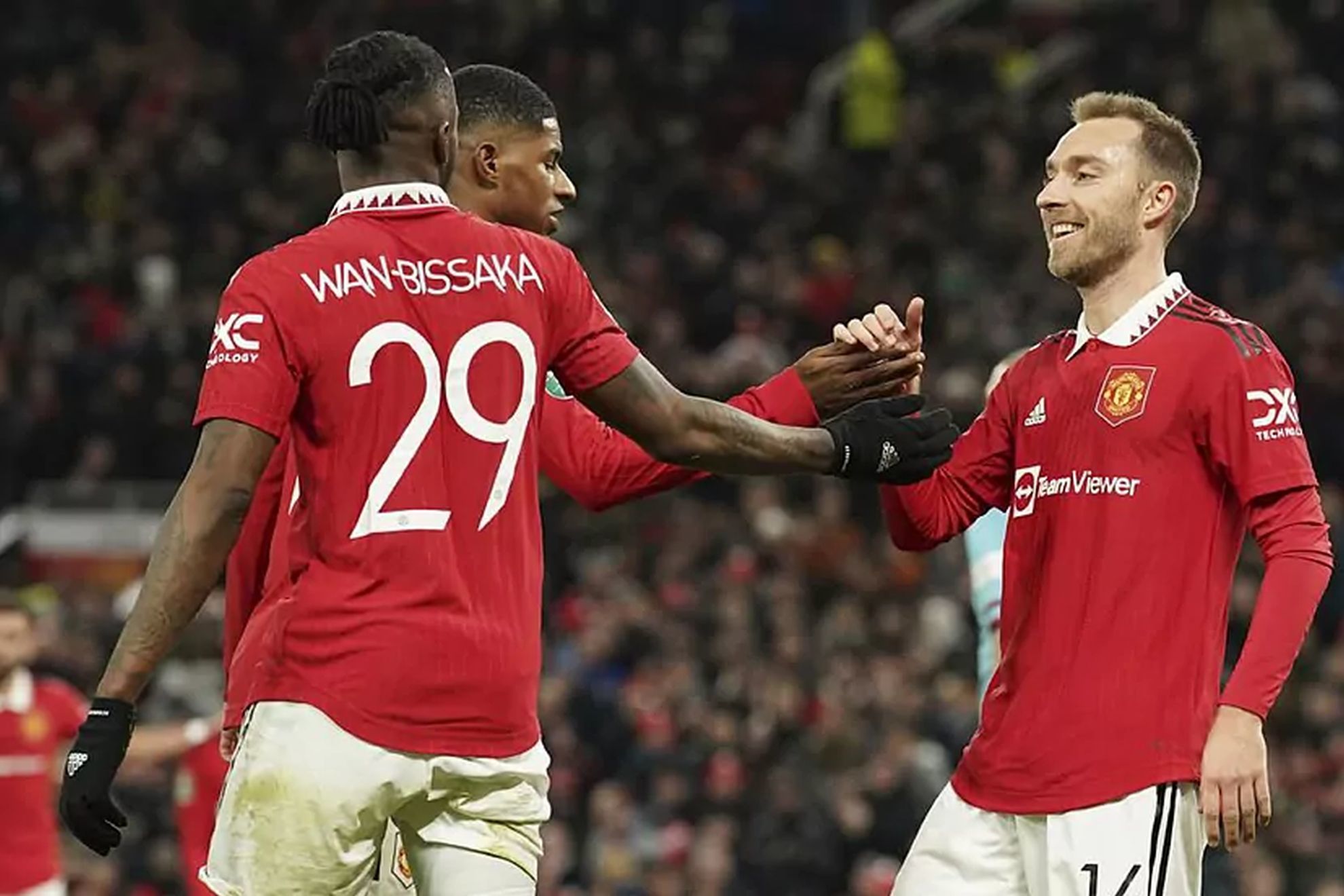 Manchester United celebrate in their Carabao Cup win over Burnley