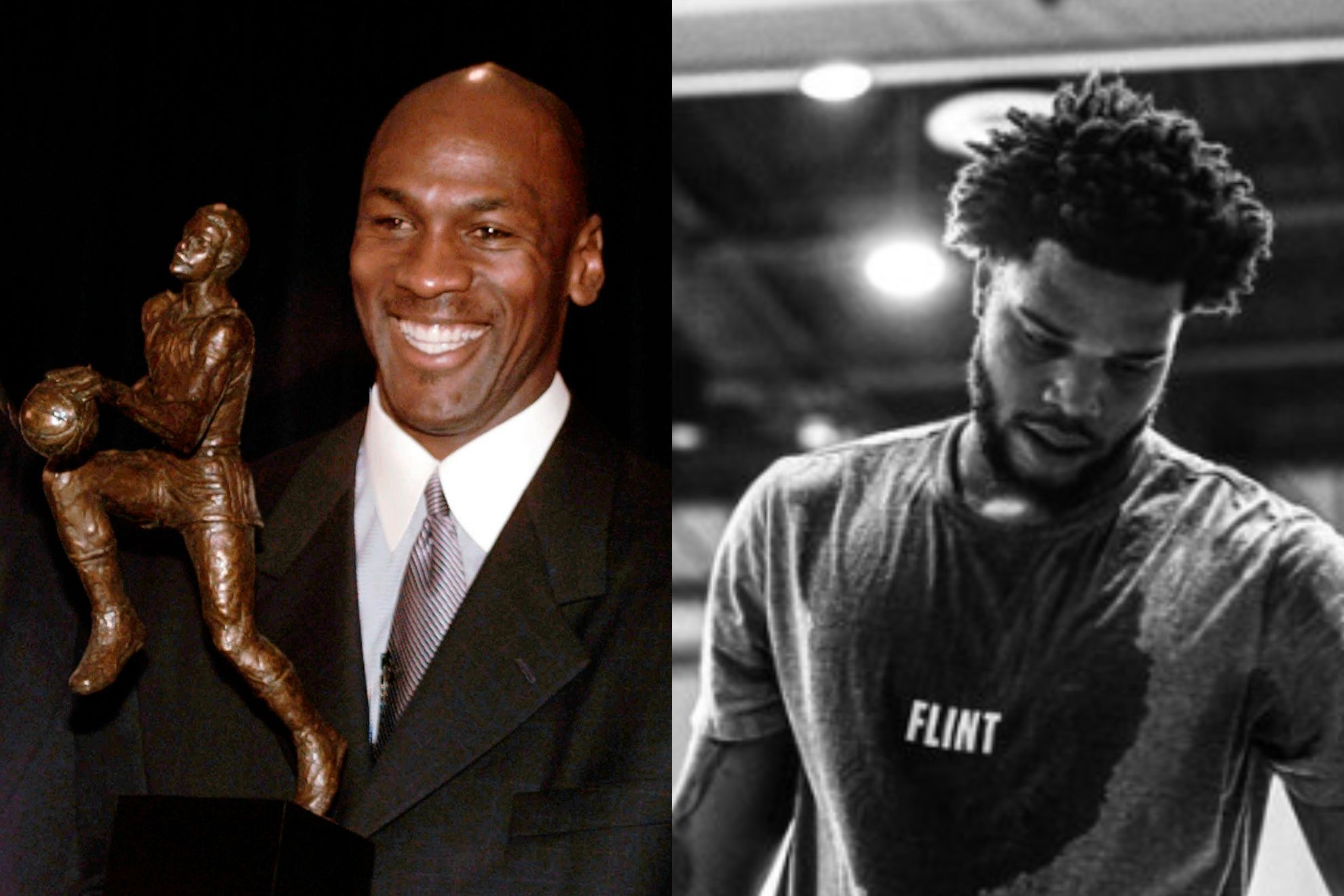 Michael Jordan (left) and Miles Bridges (right)