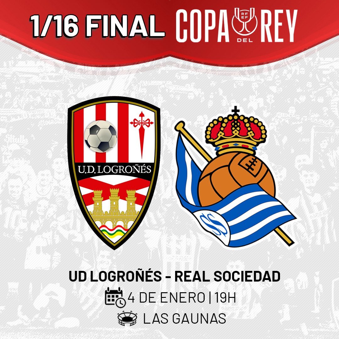 Cartel de la UD Logros anunciando el partido de Copa contra la Real.