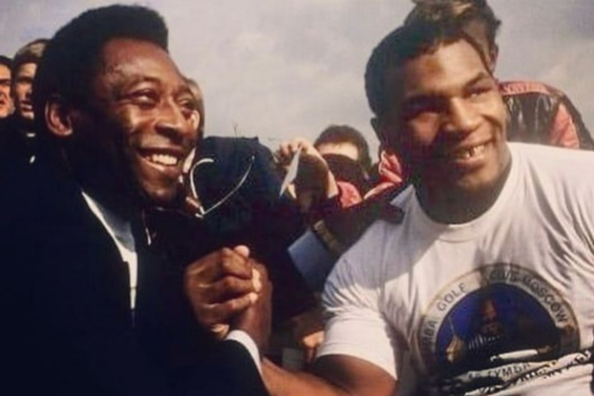 Pele and Mike Tyson during their encounter.