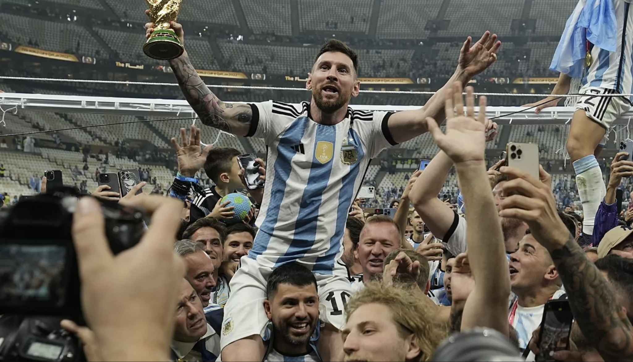 Aguero and Messi after Argentina's World Cup win