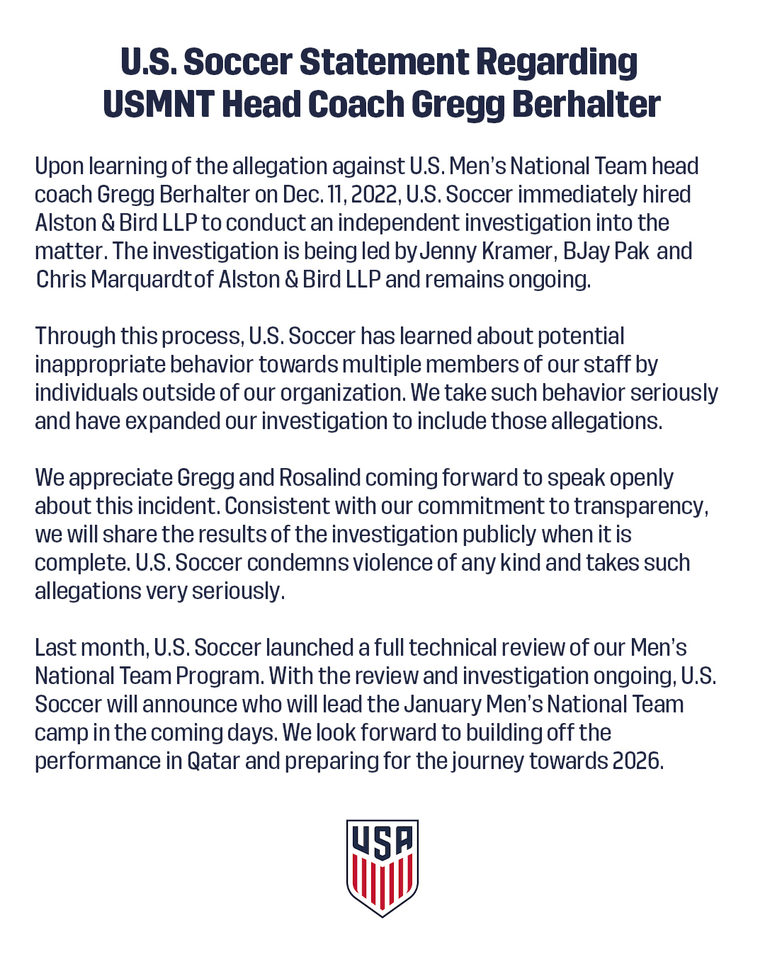 USMNT names Anthony Hudson interim coach during Gregg Berhalter investigation