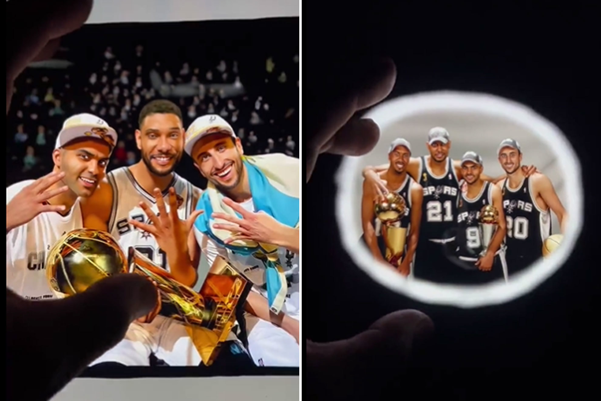 Los 'Spurs' celebran sus 50 aos y sus cinco ttulos con un alucinante 'dibujo infinito'