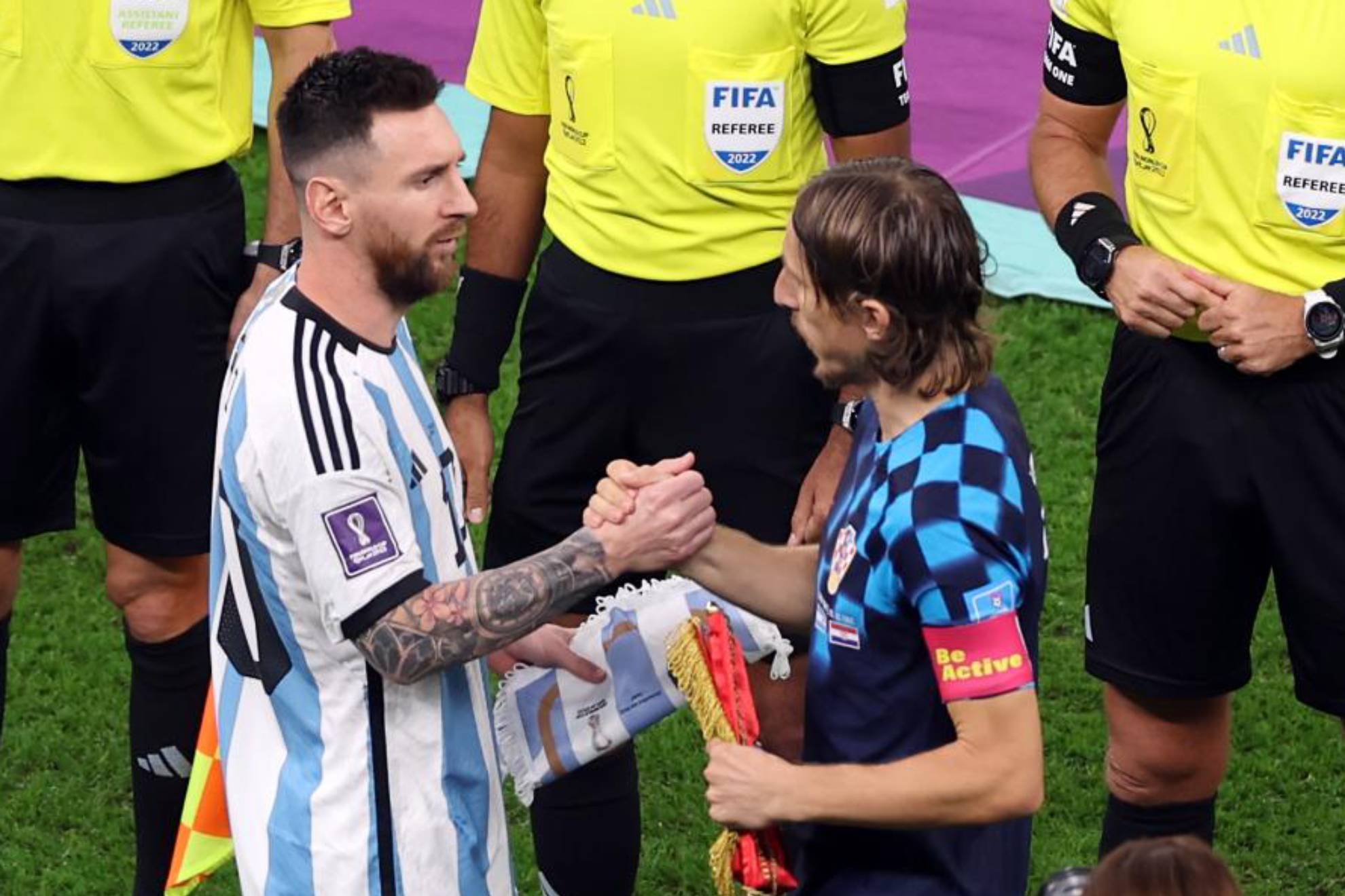 Messi y Modric, durante las semifinales del Mundial.
