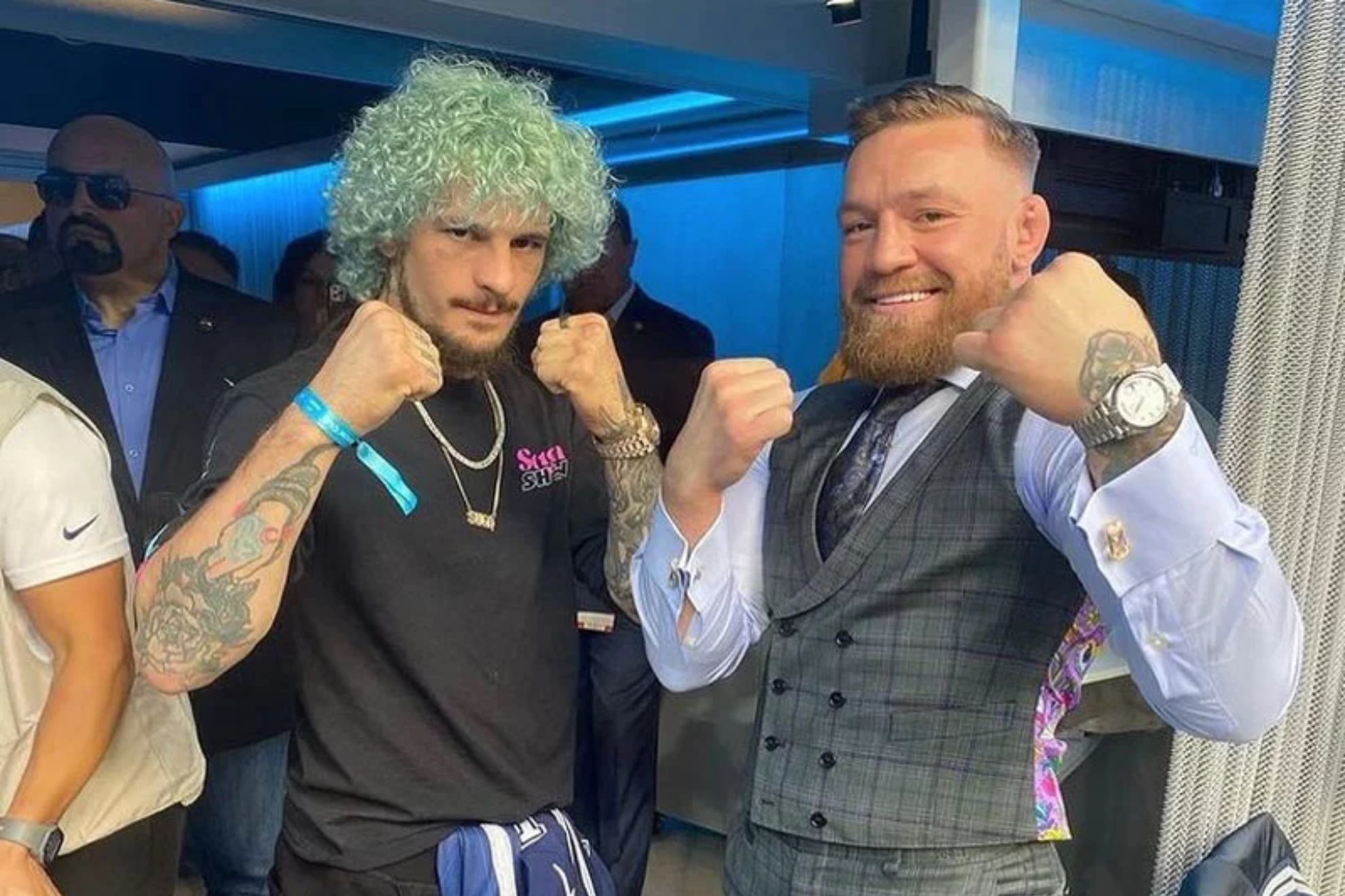 Sean OMalley (left) poses next to his idol Conor McGregor. The UFC fighter has been touted as the new potential Conor by UFC President Dana White.
