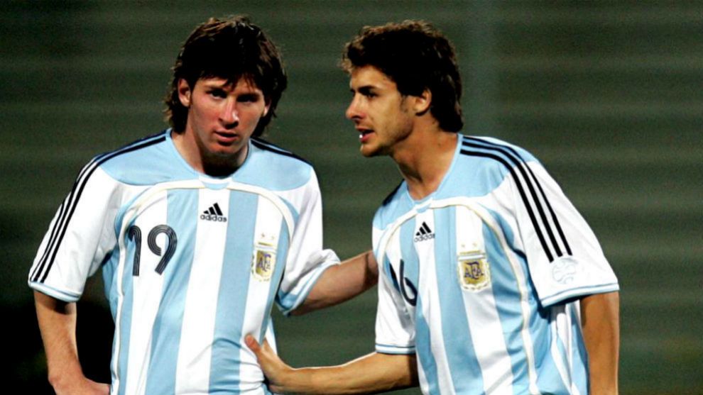 Pablo Aimar y Messi en la seleccin.