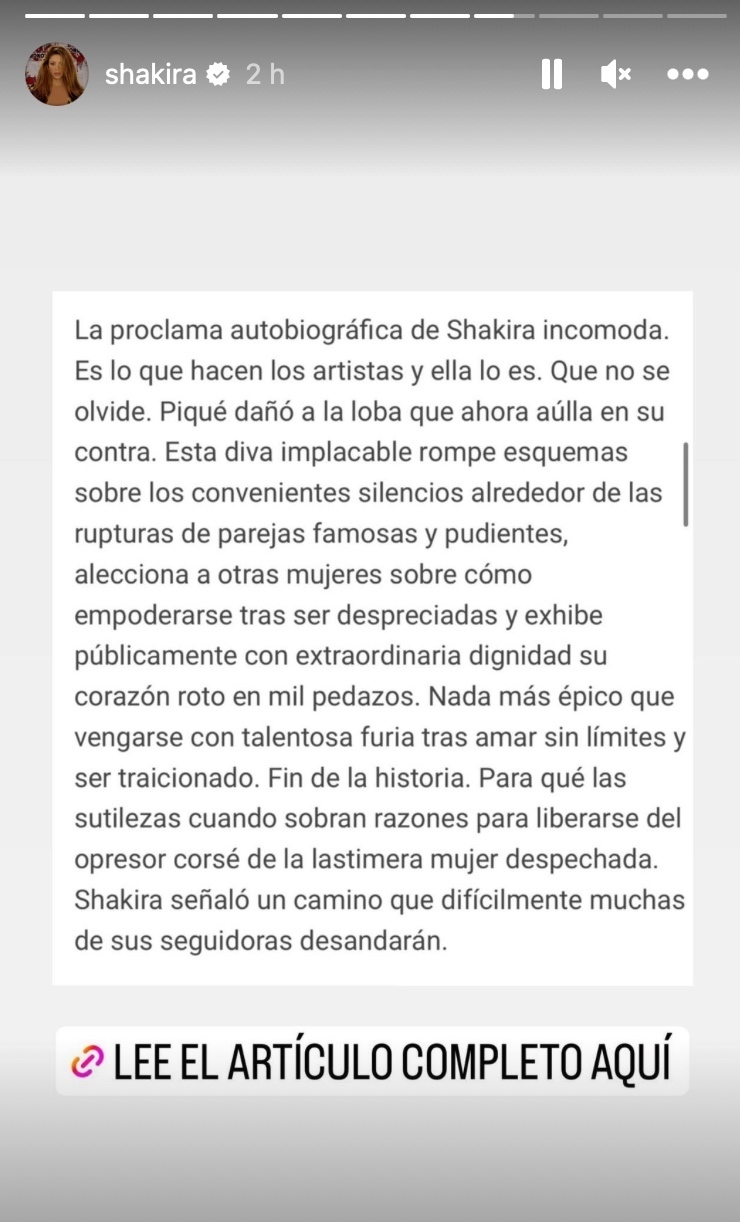 Shakira rompe el silencio tras la polémica canción a Piqué