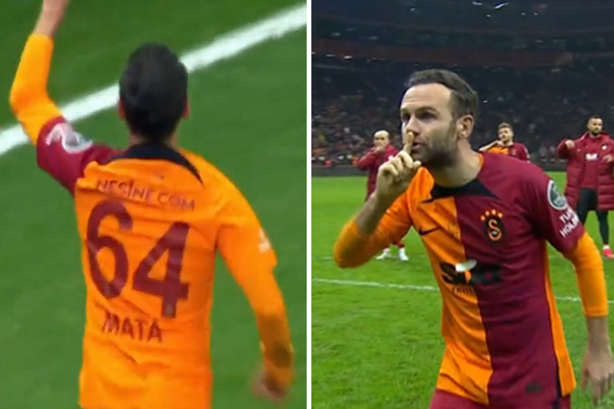Mata firma un doblete con el Galatasaray... y dirige las celebraciones como si fuera el capitn