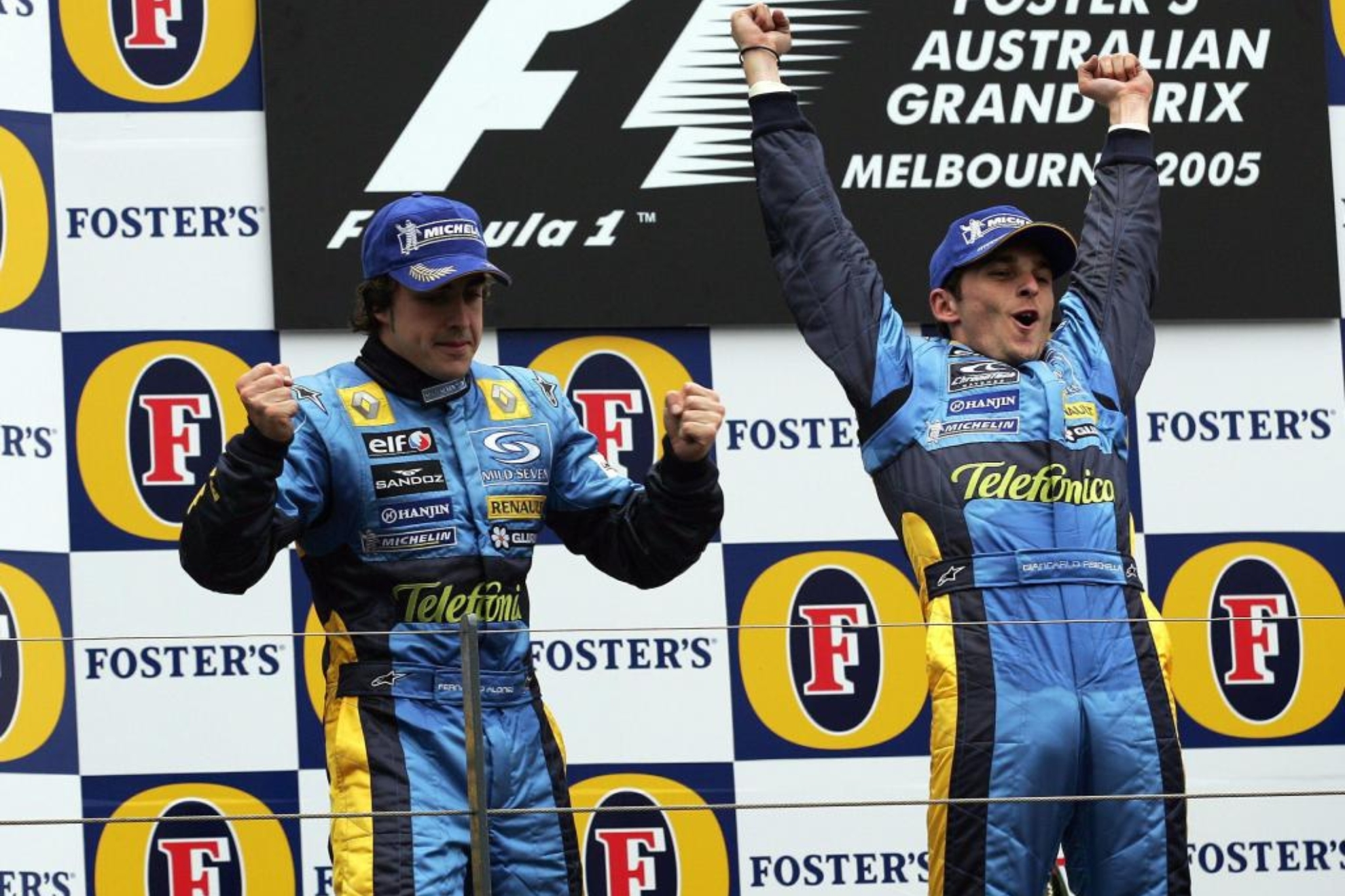 Alonso y Fisichella, en Australia 2005.