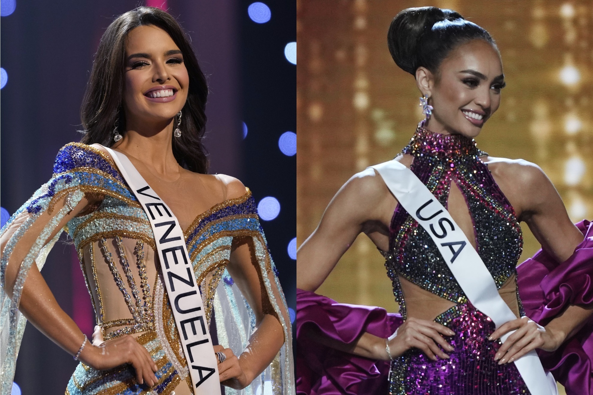 Miss Venezuela and Miss USA at the 2023 Miss Universe