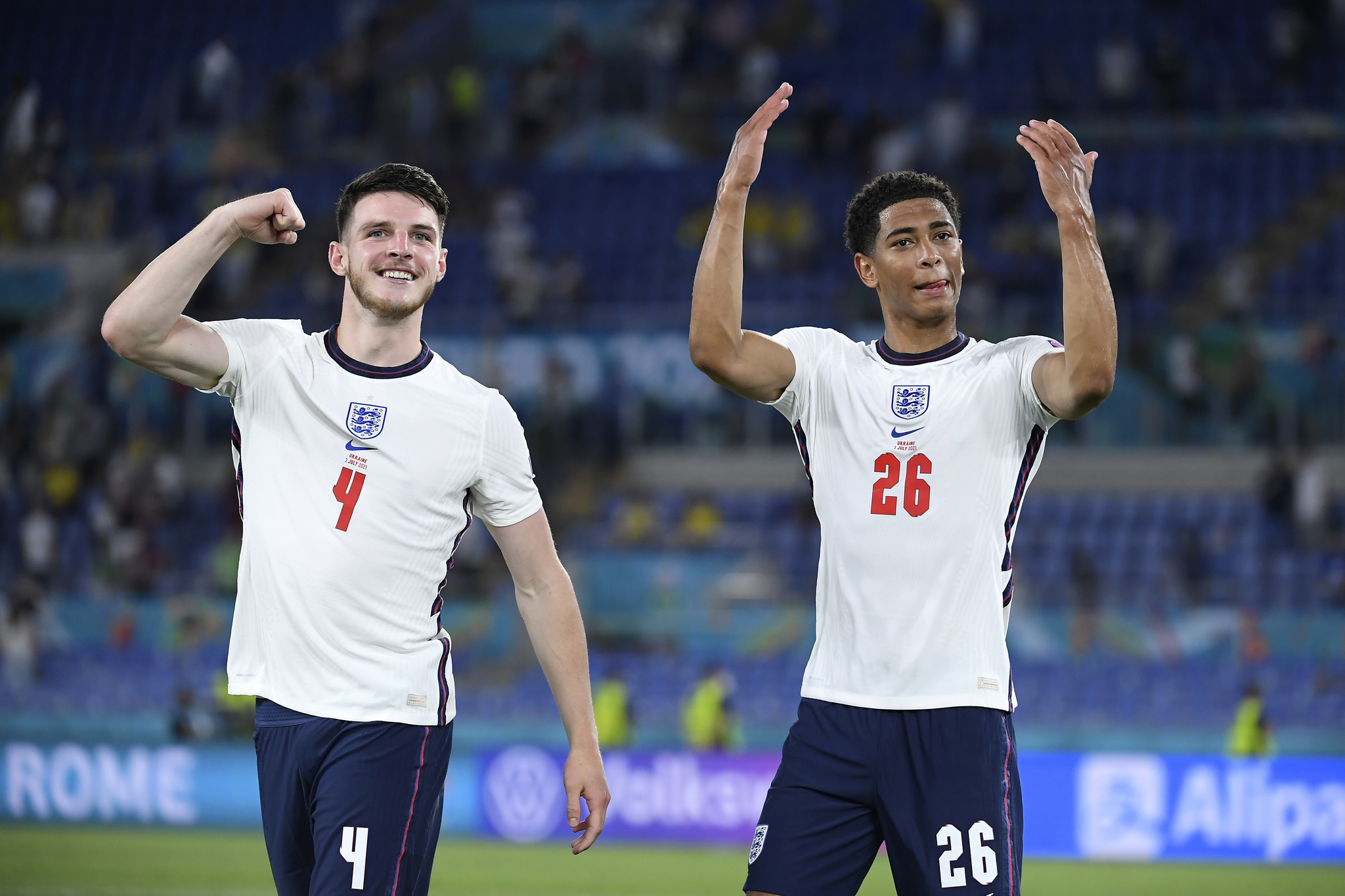 Declan Rice and Bellingham in a match with England.