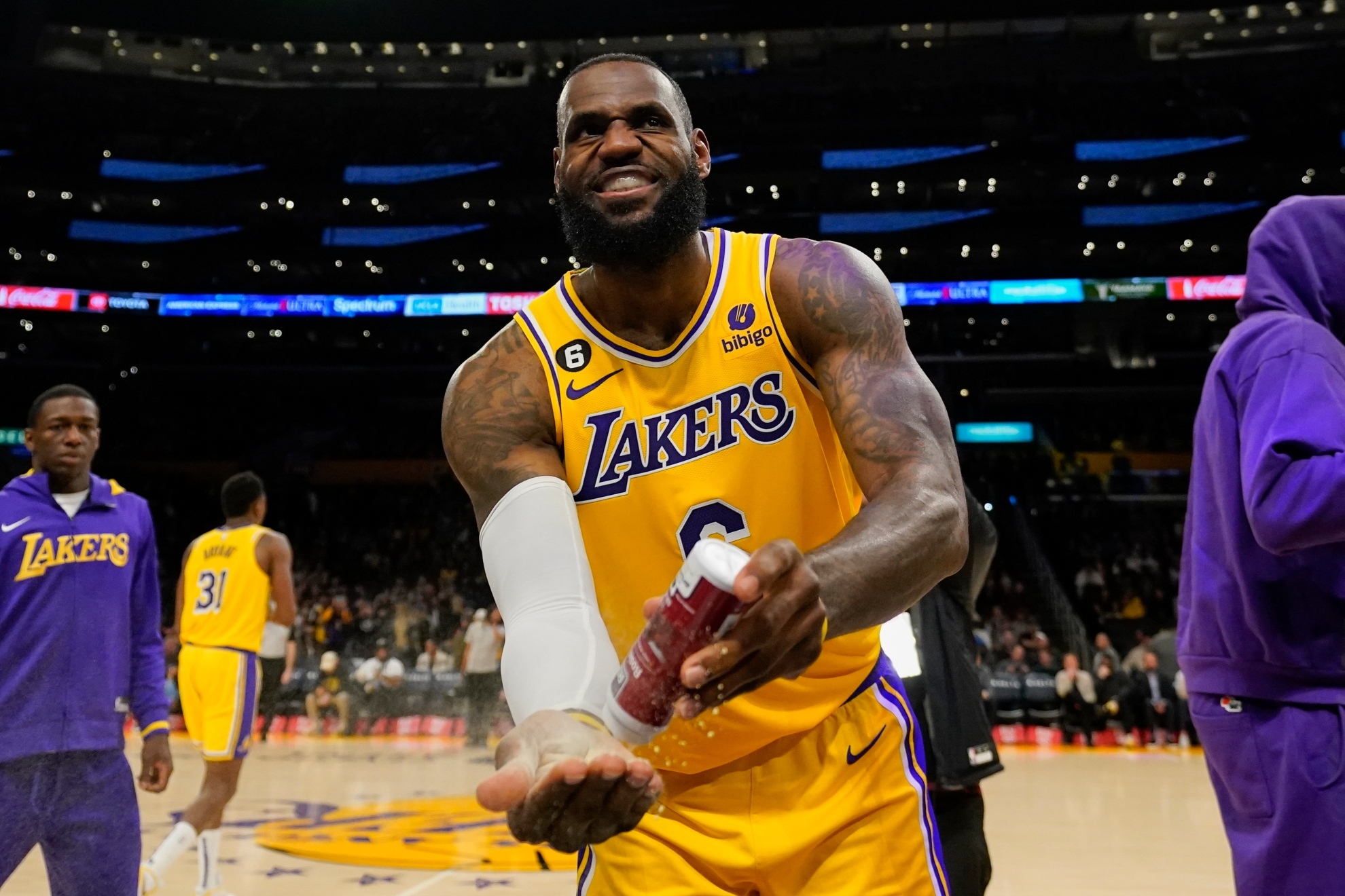 LeBron James playing with Los Angeles Lakers