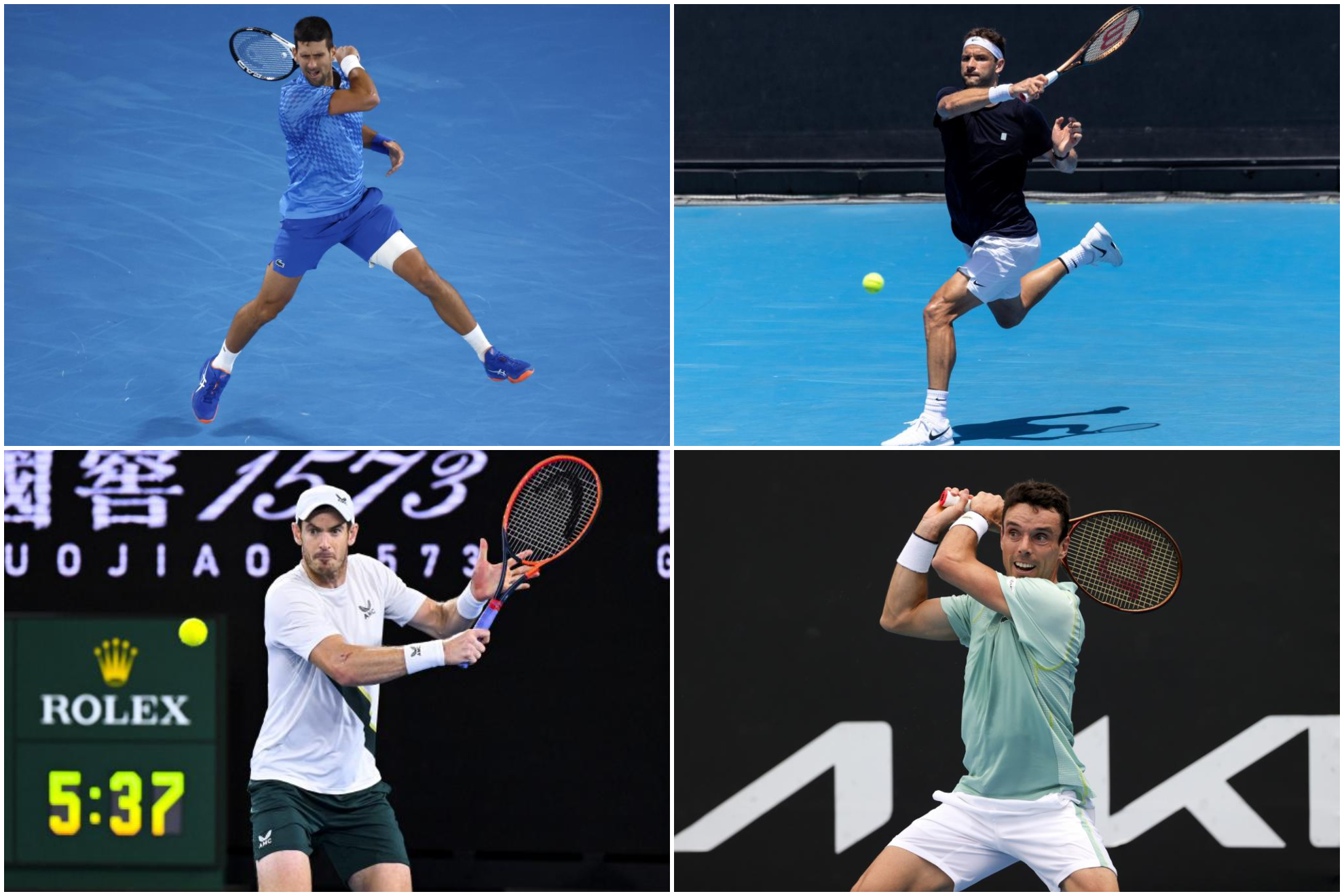 Novak Djokovic, Grigor Dimitrov, Andy Murray y Roberto Bautista, en el Open de Australia.