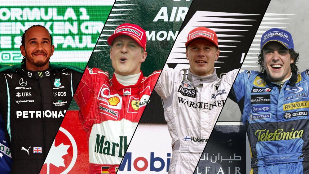 Cuatro de los ms longevos en un mismo equipo: Hamilton, Schumacher, Hakkinen y Alonso.
