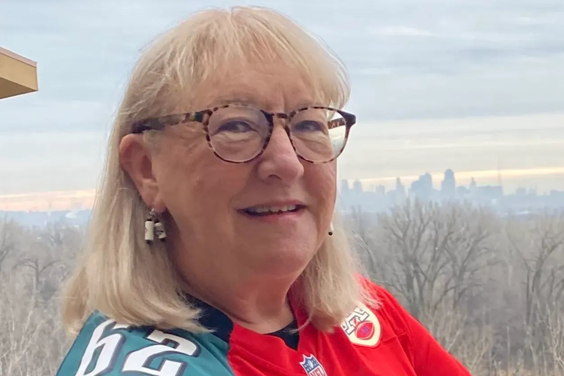 Dona Kelce traveled to two different cities on the same day last postseason to watch both her sons play