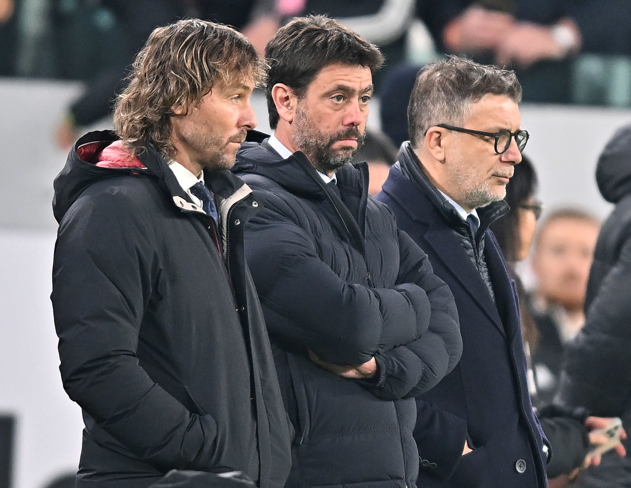 Nedved, Agnelli y Cherubini, ex directivos de la Juventus.