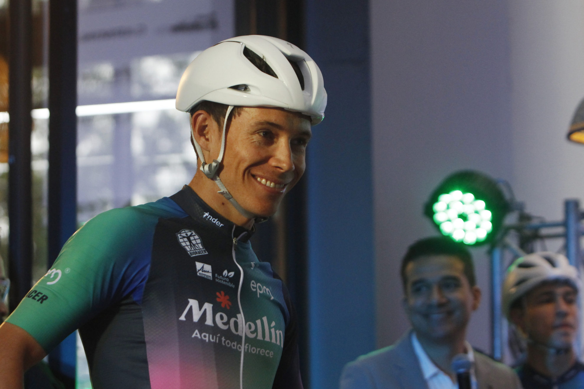 El ciclista colombiano Miguel ngel 'Supermn' Lpez durante su presentacin con el Team Medelln de Colombia el pasado 17 de enero.