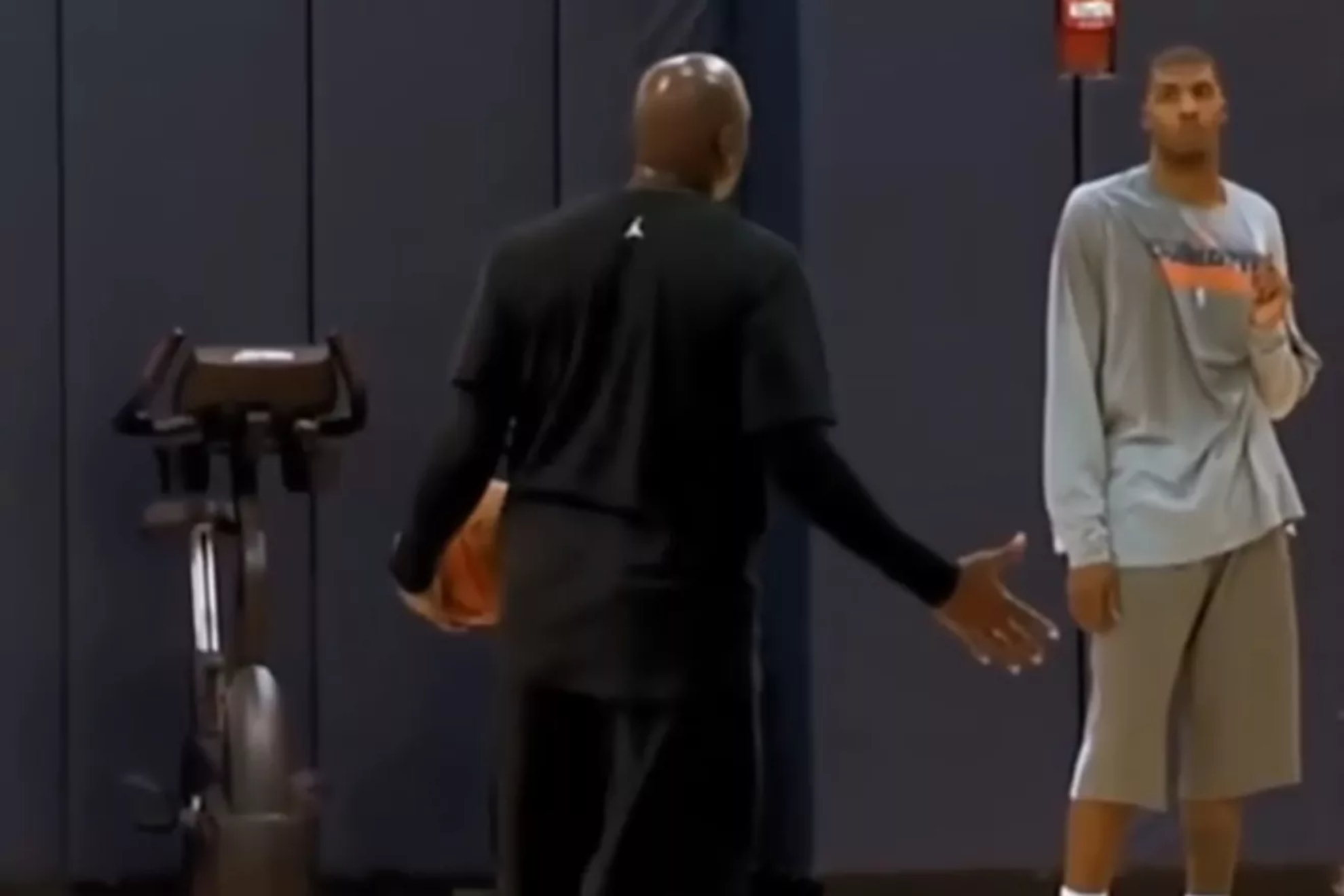 Michael Jordan during a Charlotte Hornets' training session.