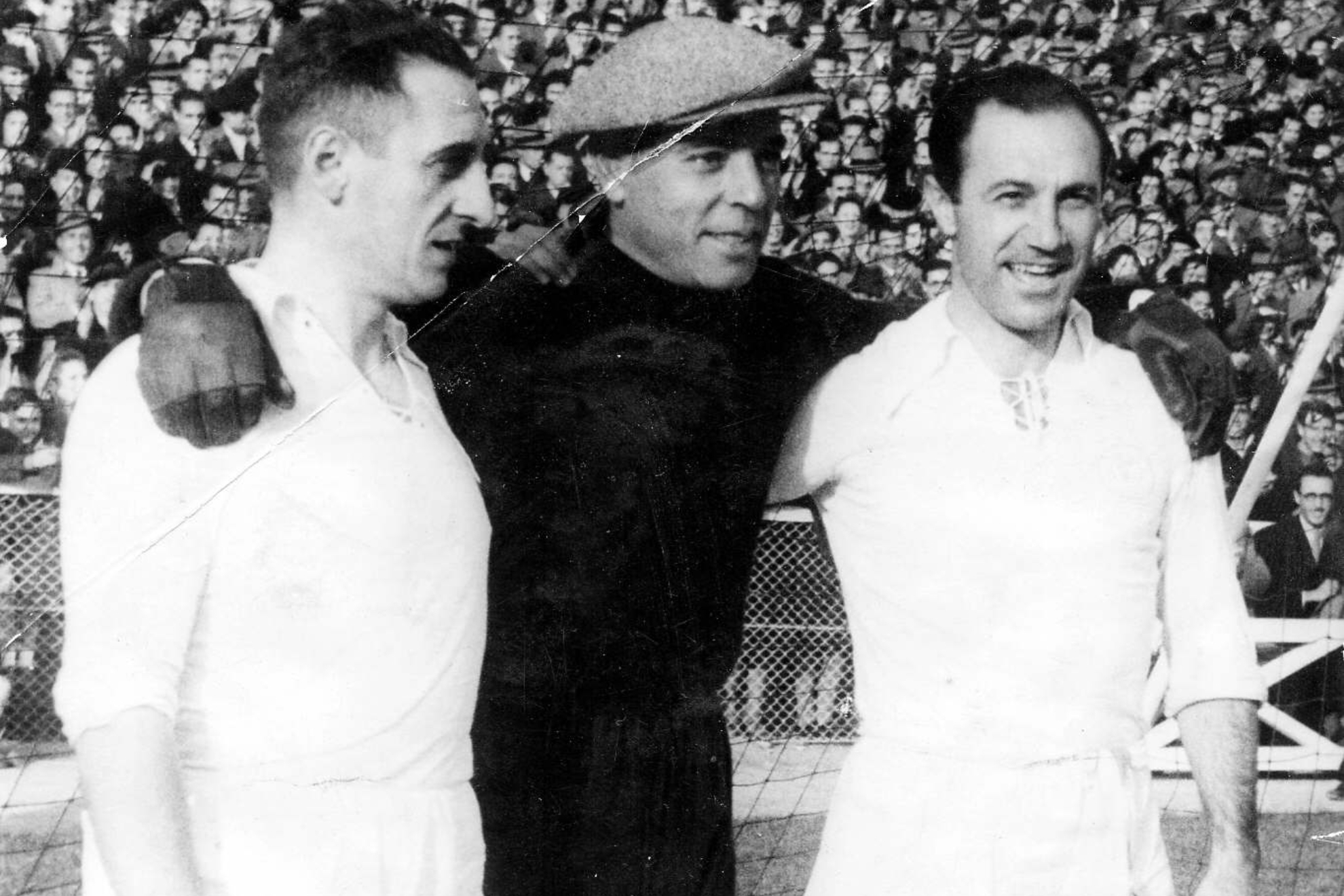 Ciriaco, Zamora y Quincoces, el tro defensivo del Madrid en el 2-0 a la Real Sociedad en 1933/ARCHIVO MARCA