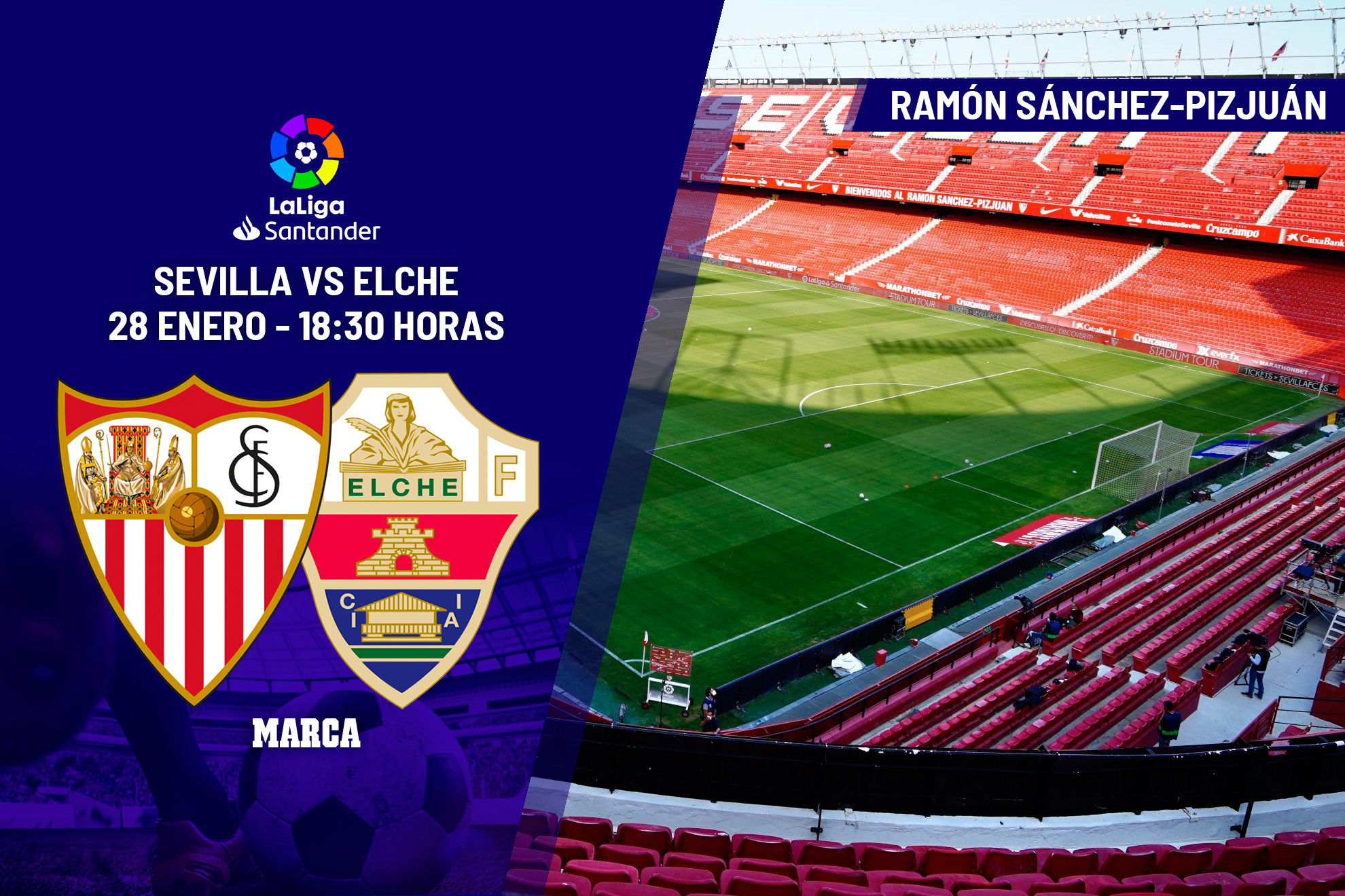 Sevilla - Elche, en la jornada 19 de LaLiga