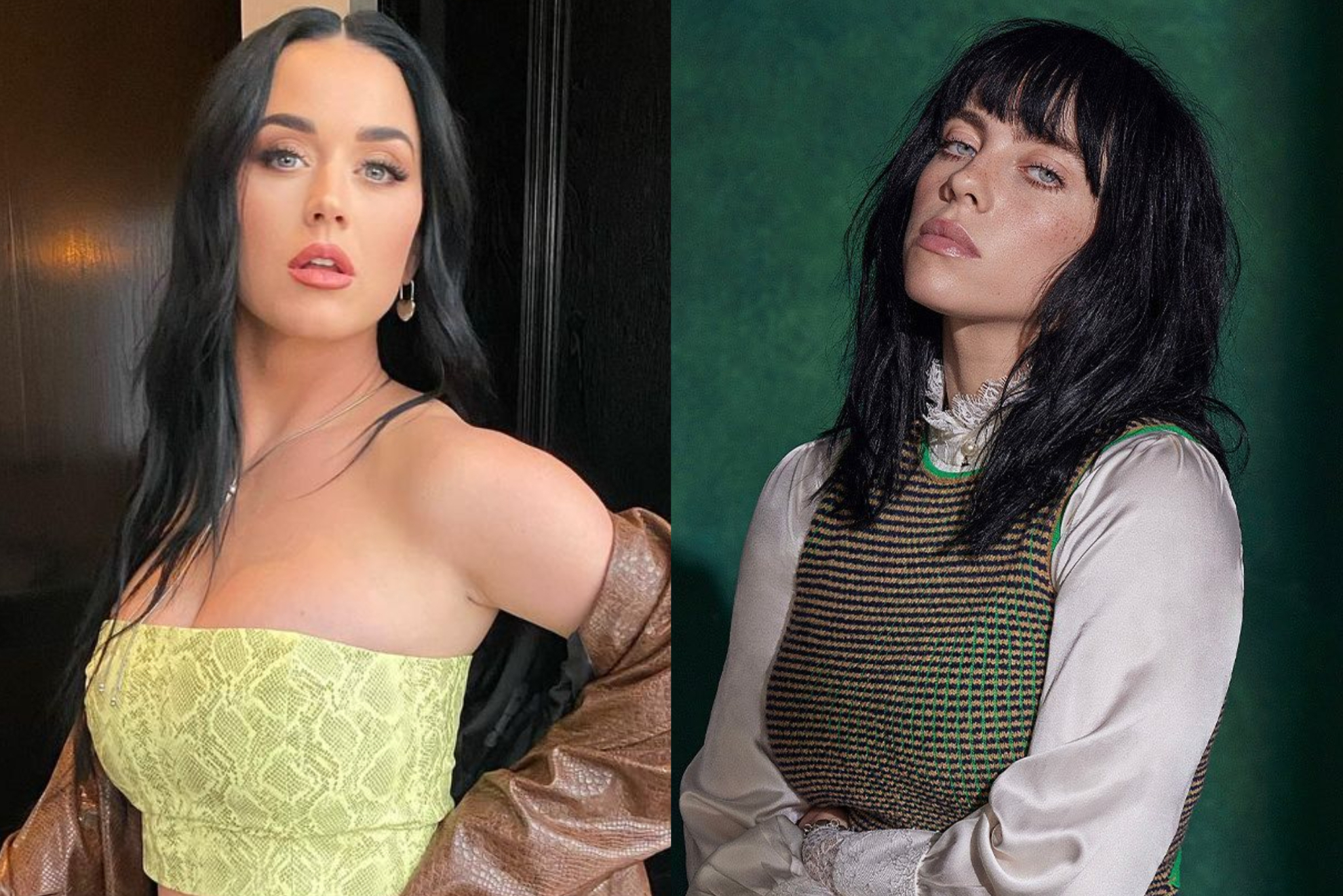 Singers Katy Perry and Billie Eilish.