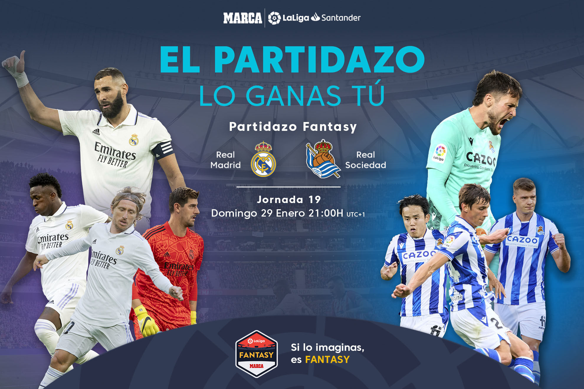 Real Madrid y Real Sociedad jugarán el Partidazo Fantasy el domingo a las 21h.
