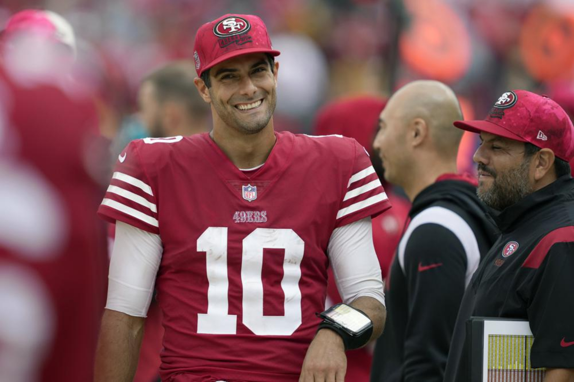 Jimmy Garoppolo is traveling with the 49ers to the NFC Championship game.