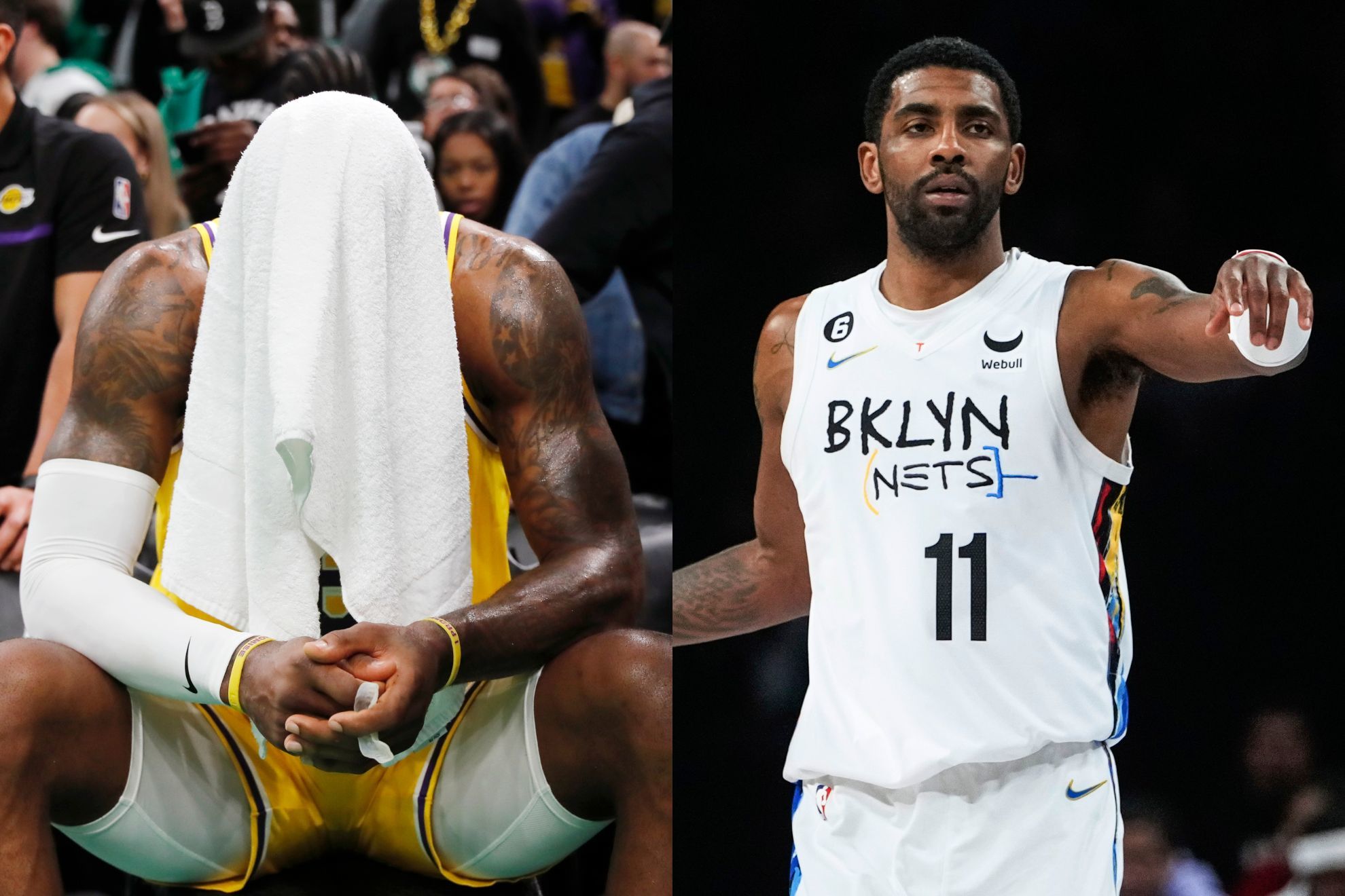 LeBron James, Los Angeles Lakers (left) and Kyrie Irving, Brooklyn Nets (right)