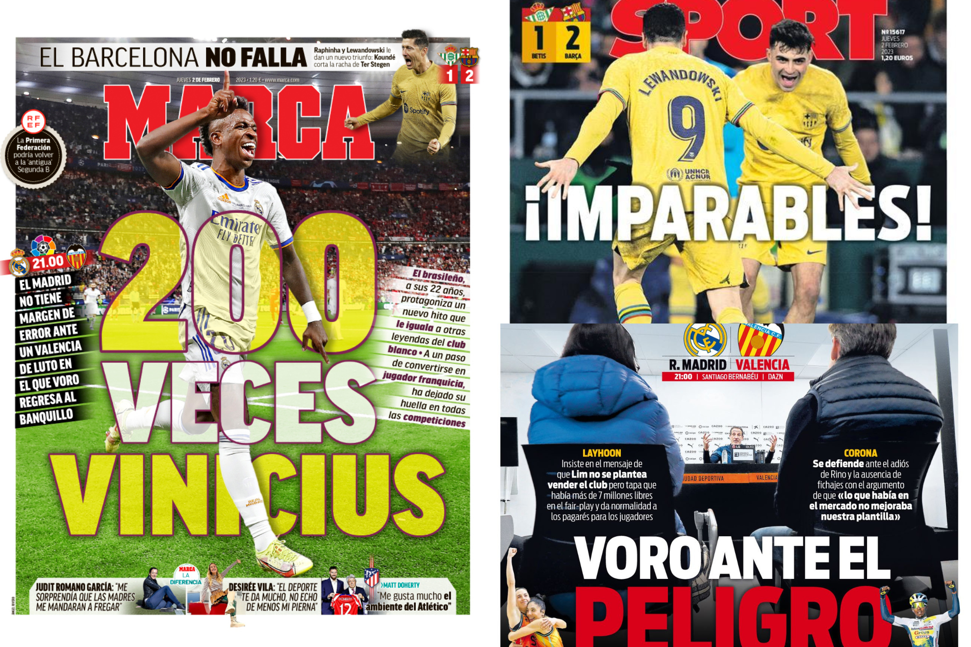 Las portadas: los 200 partidos de Vinicius, un Barça imparable...