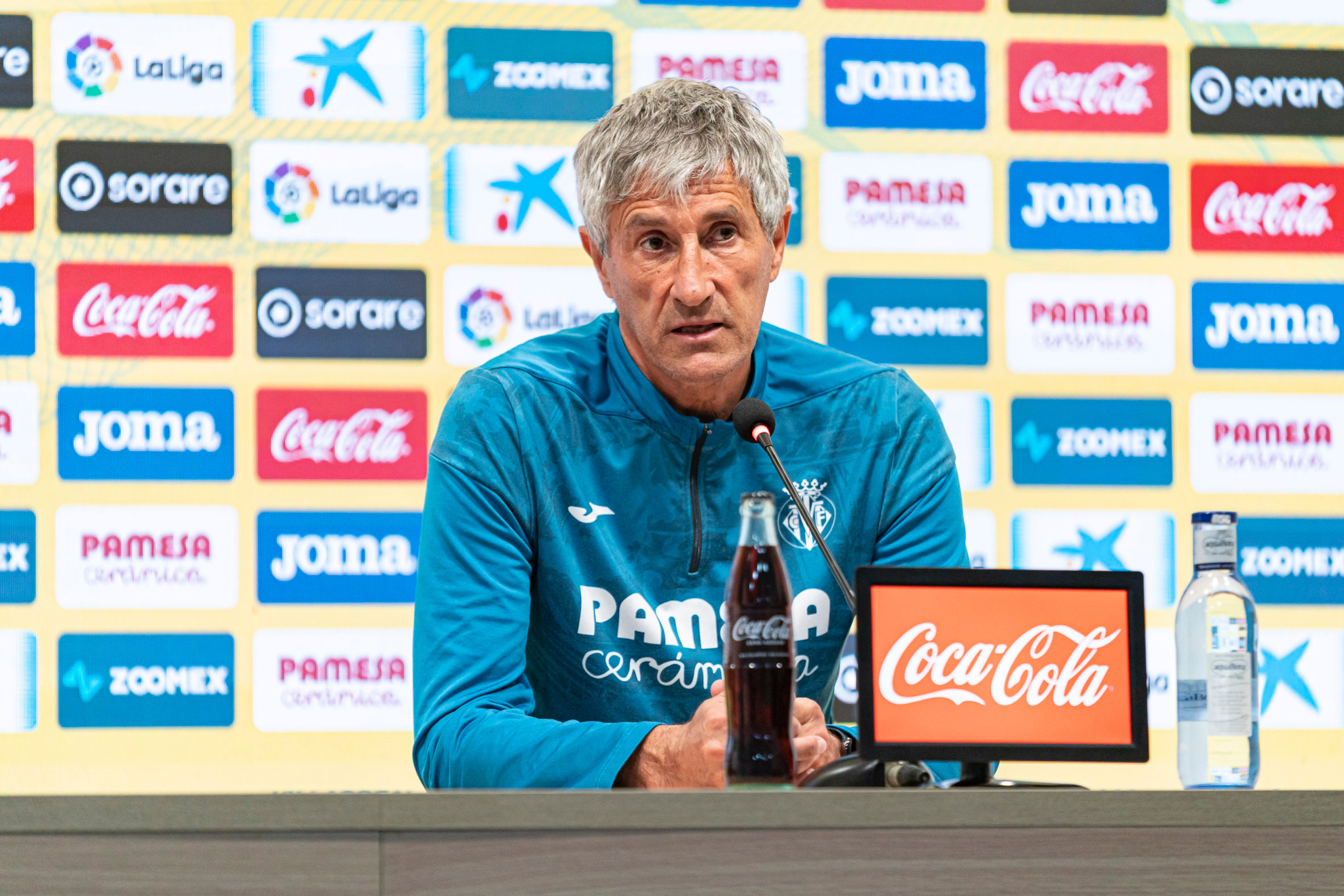 Quique Setién, entrenador del Villarreal, durante una rueda de prensa.