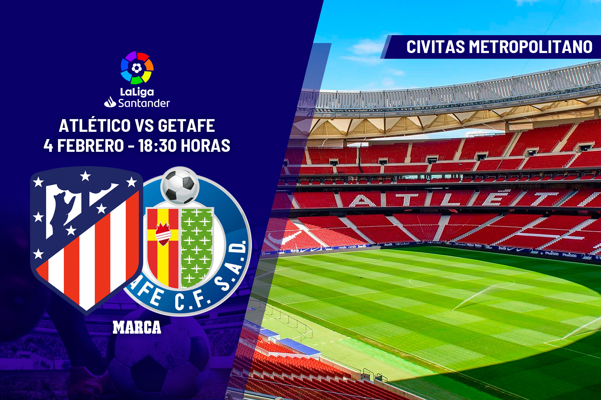 Atlético de Madrid - Getafe: Horario y dónde ver en TV hoy el partido de la jornada 20 de Primera División