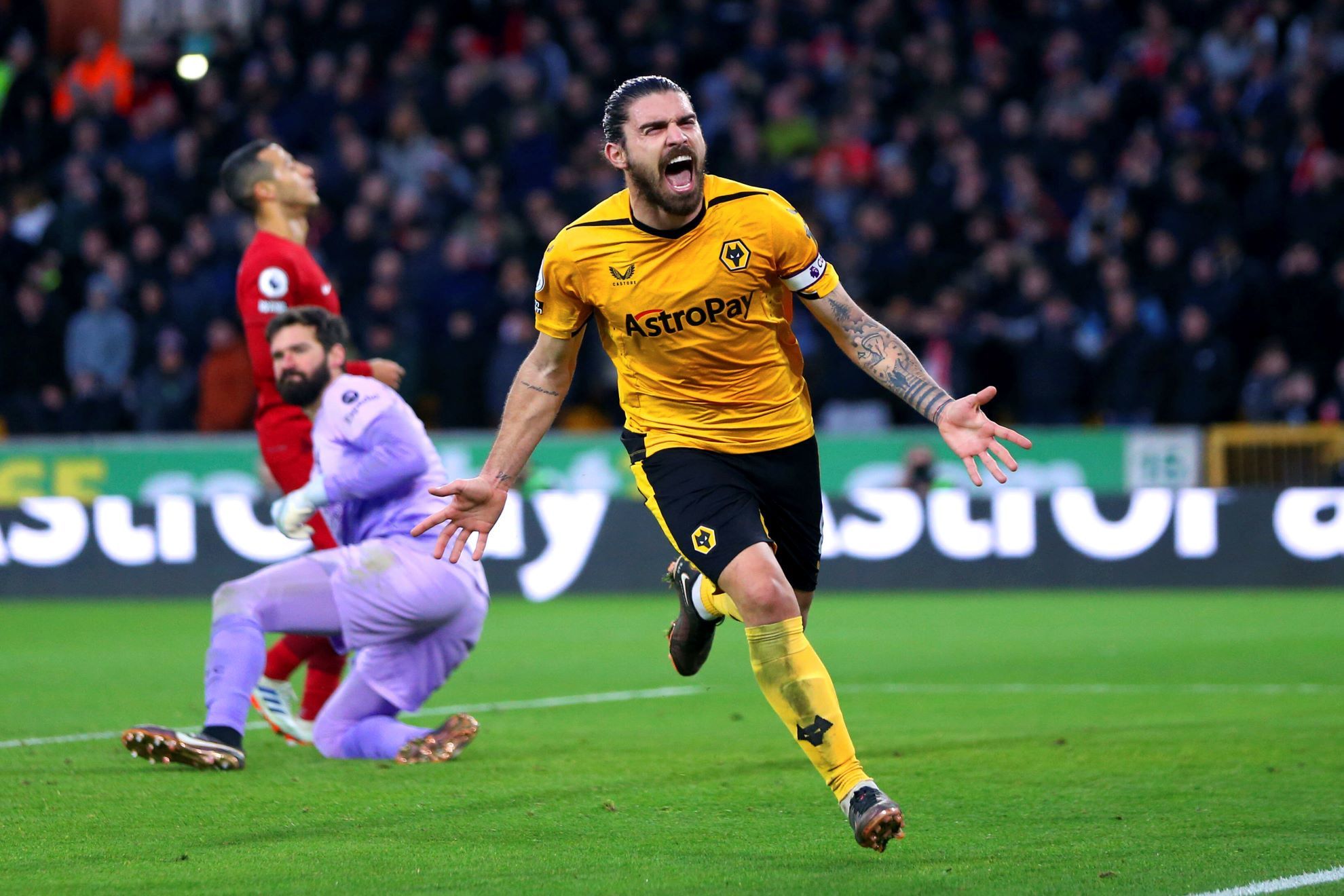Wolverhampton Wanderers' Ruben Neves celebrates scoring his side's third goal of the game.