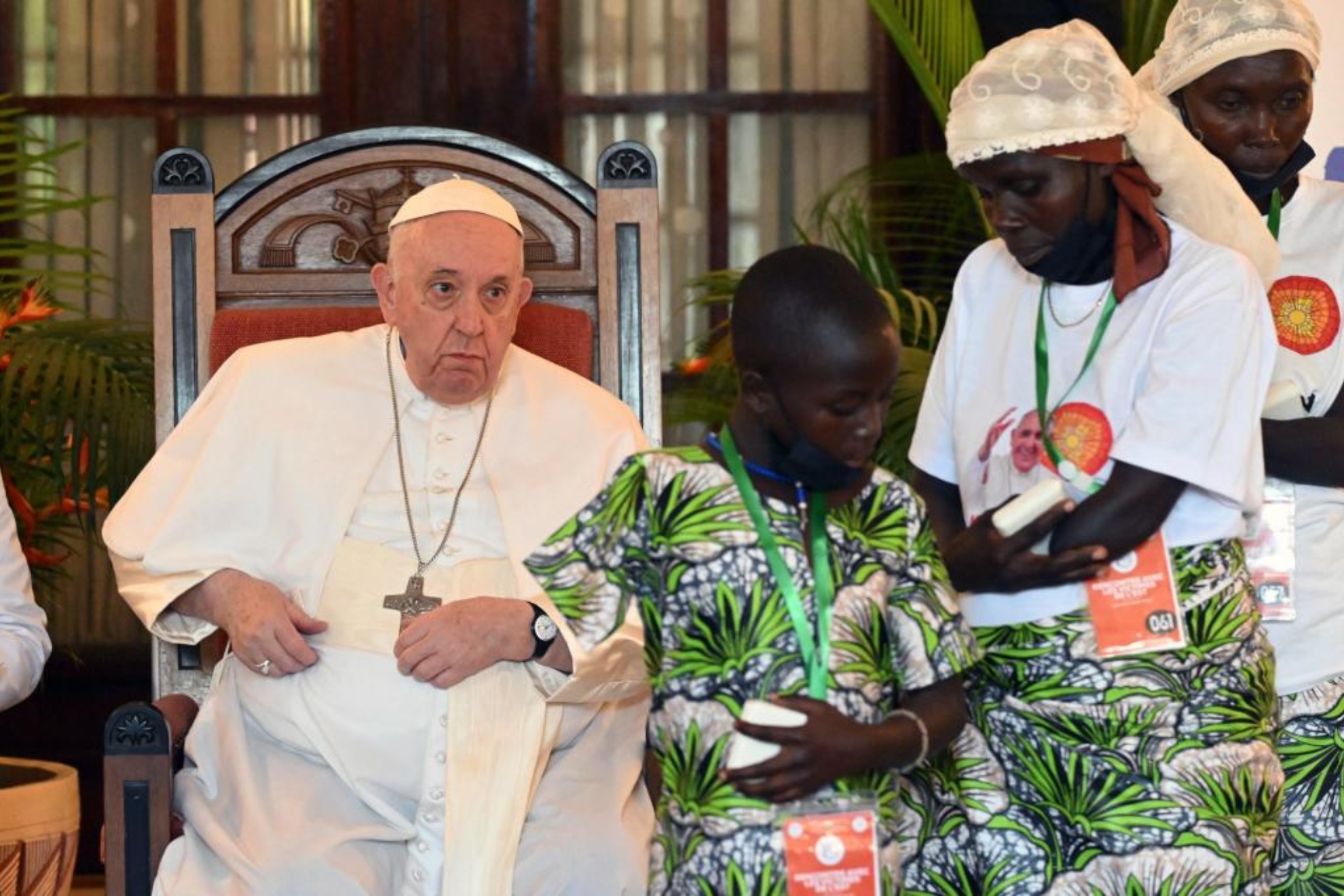 El Papa Francisco, durante un encuentro con víctimas del conflicto en el este de la República Democrática del Congo (DRC).