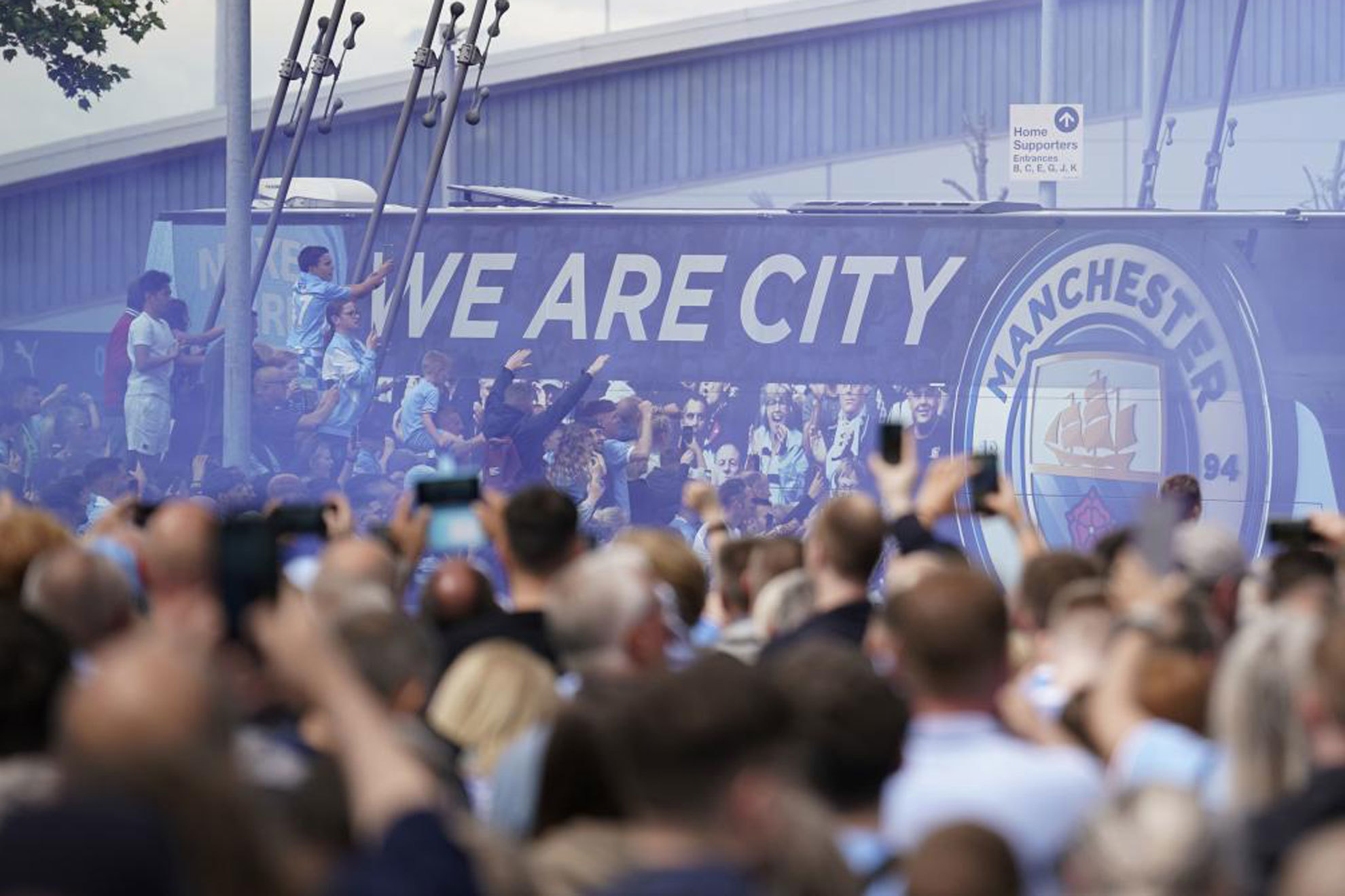 Aficionados del Manchester City durante una celebracin del club.
