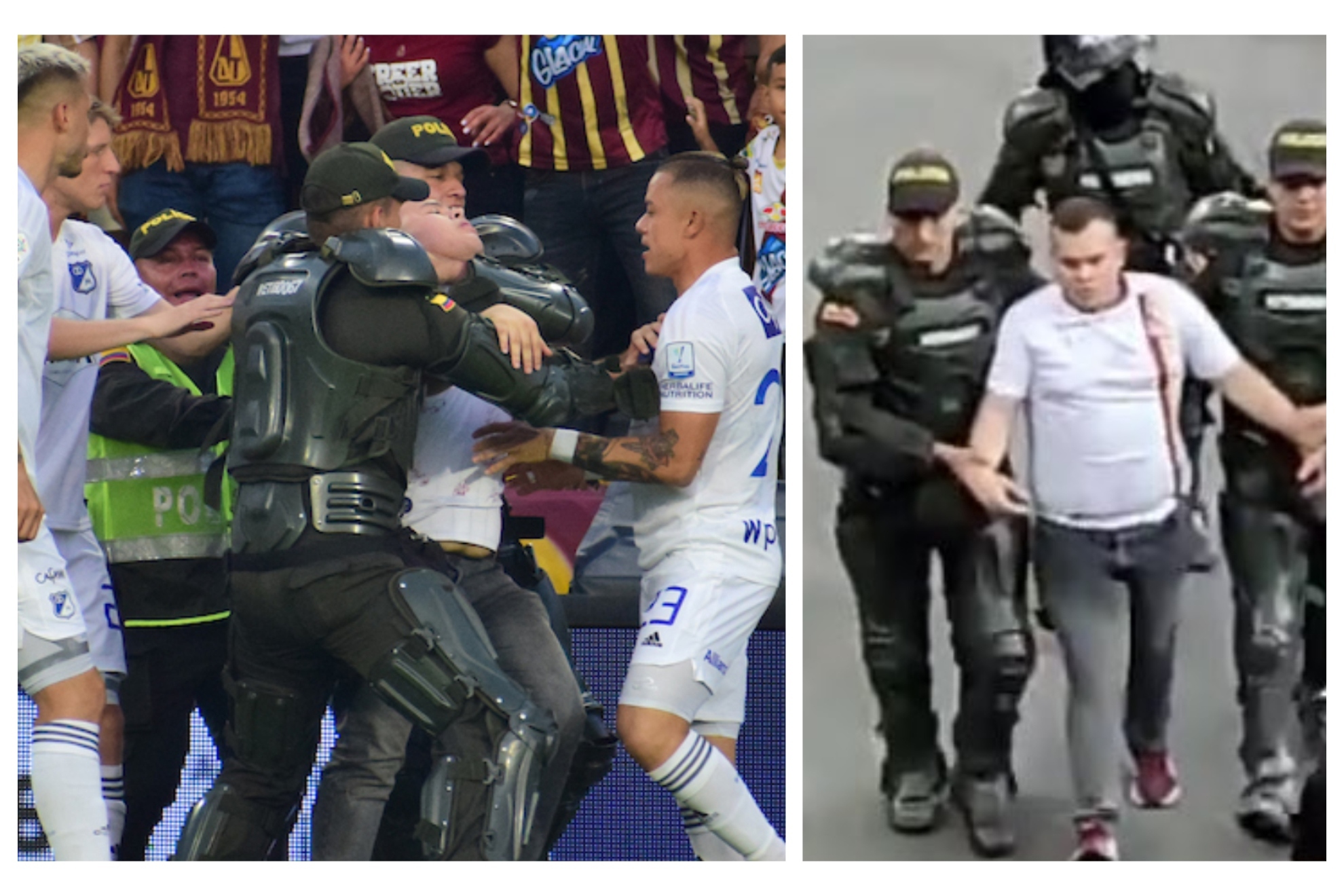 El hincha que golpeó a Cataño fue detenido por la policía y salió del estadio entre aplausos