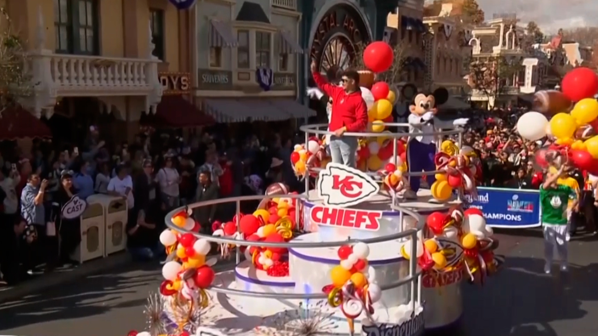 Patrick Mahomes celebrates Super Bowl victory at Disneyland with his wife and children