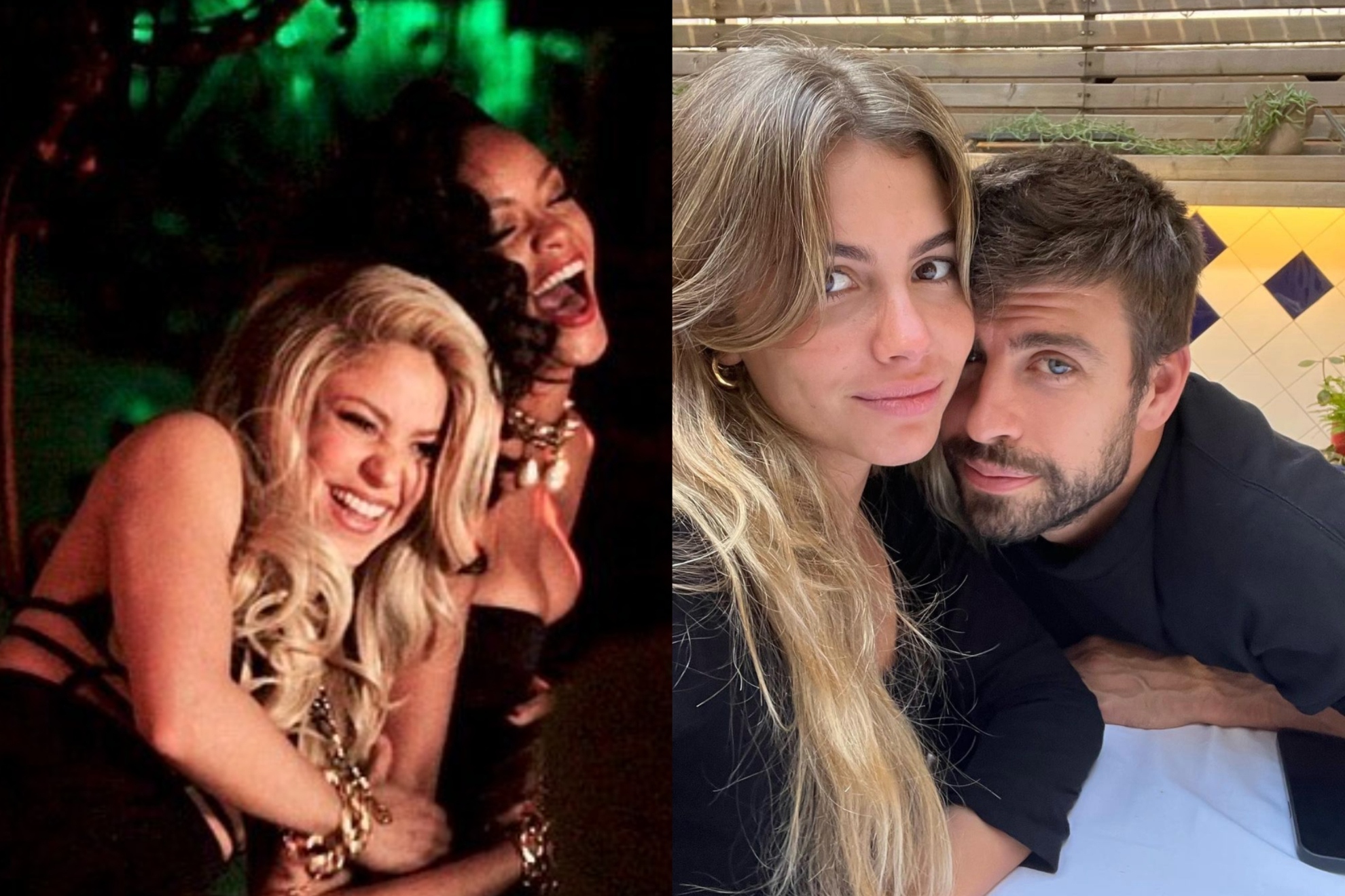 Mashup picture that shows Shakira, Rihanna, Gerard Pique and Clara Chia