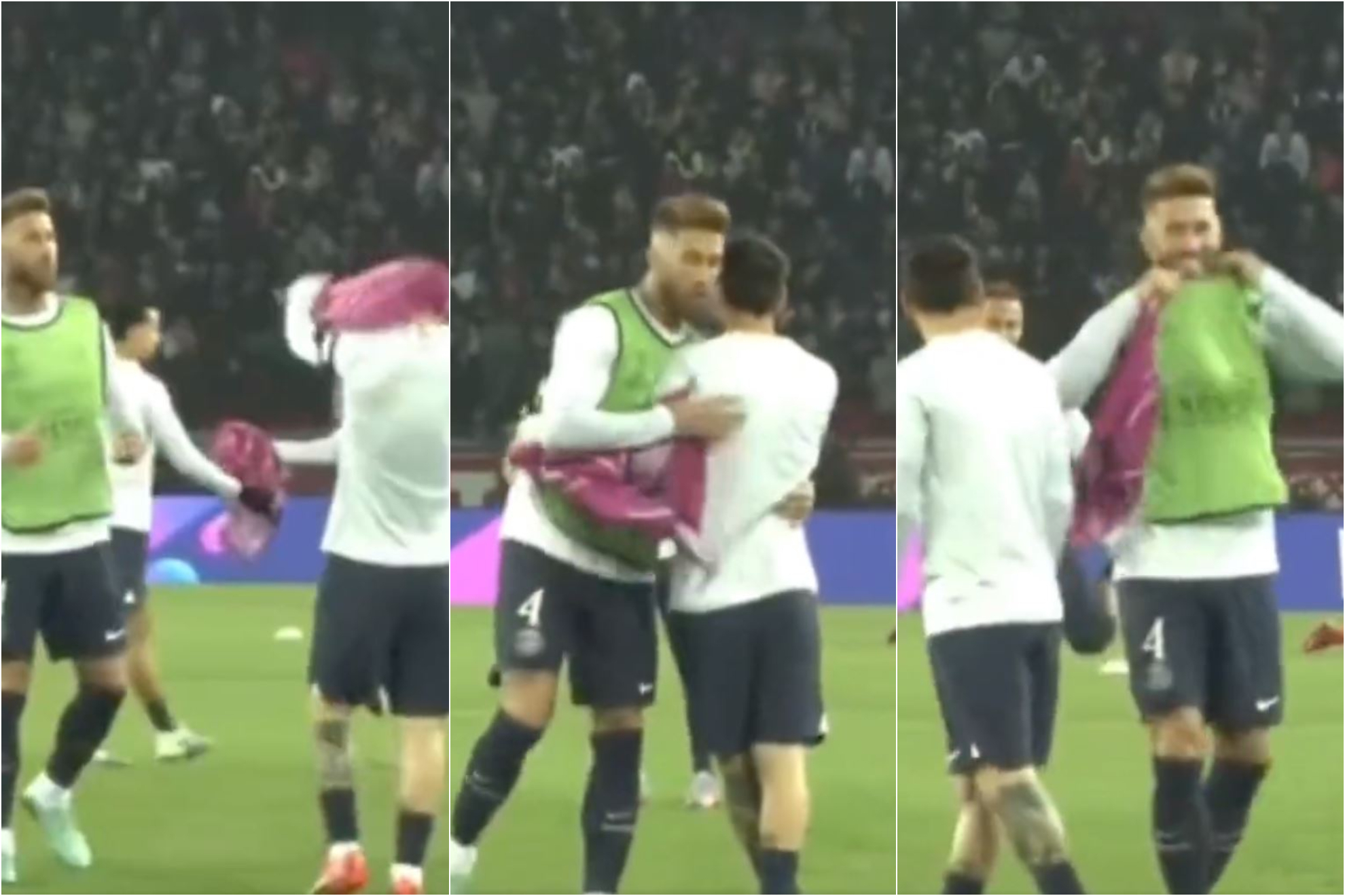 Ramos' latest: Messi asks for his bib and he gives him a hug
