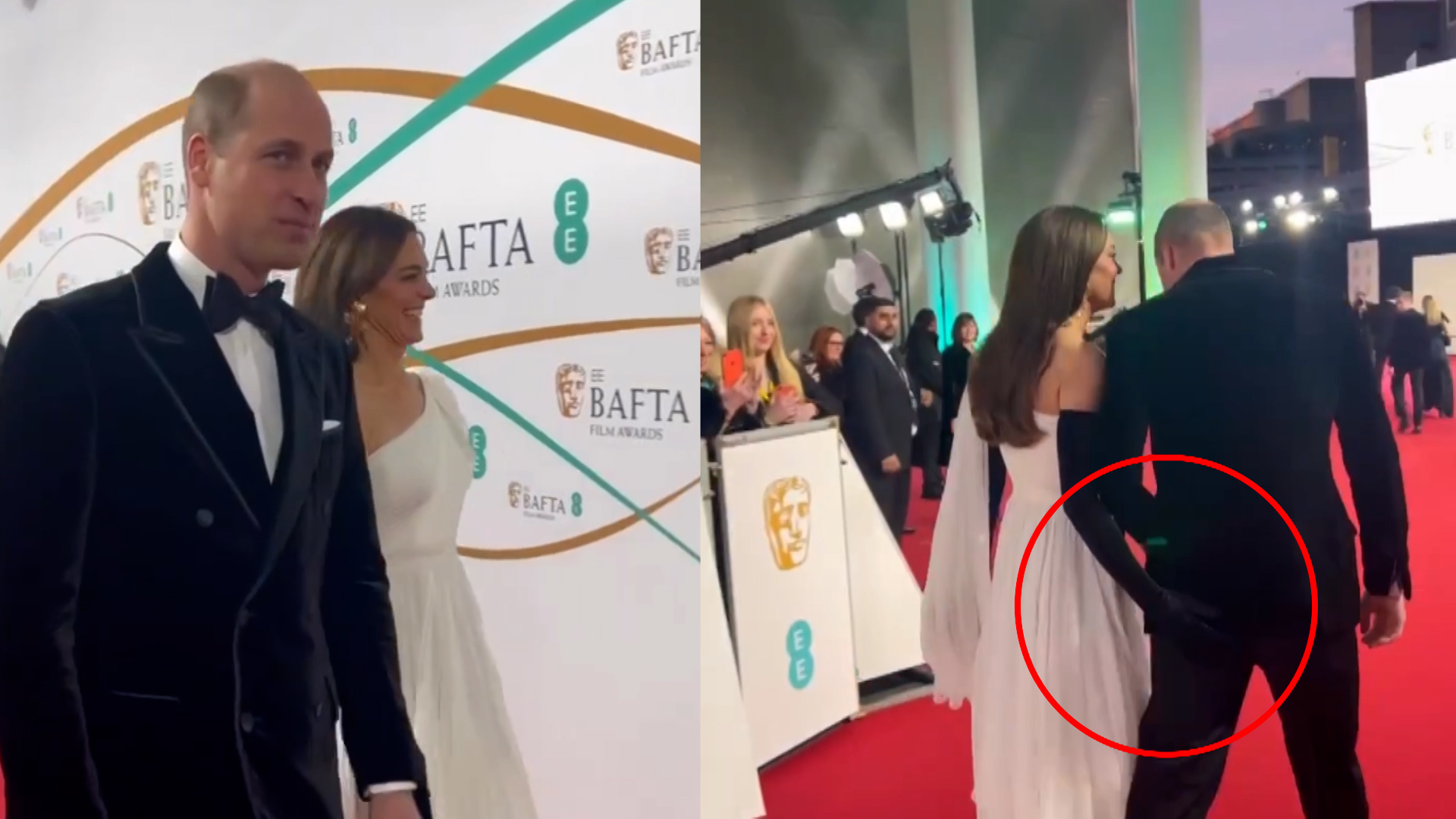 Kate Middleton gives Prince William a cheeky slap on the bum on Baftas red carpet