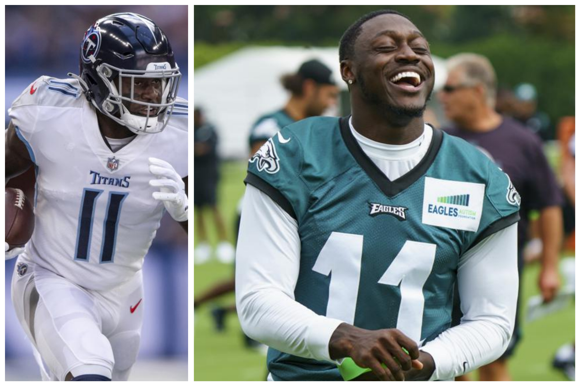 A.J. Brown got traded from the Tennessee Titans to the Philadelphia Eagles during the first round of the 2022 NFL Draft.