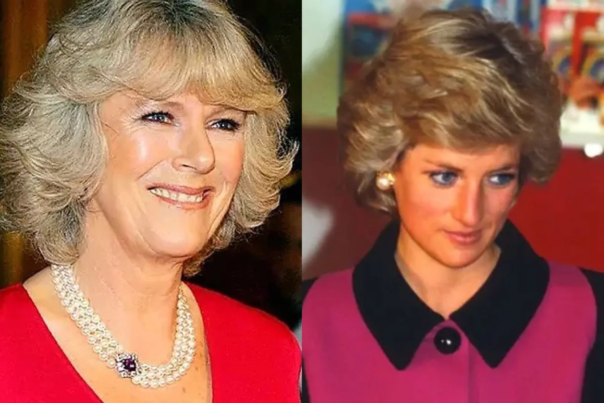 Mashup picture of Queen Consort Camilla and Princess Diana