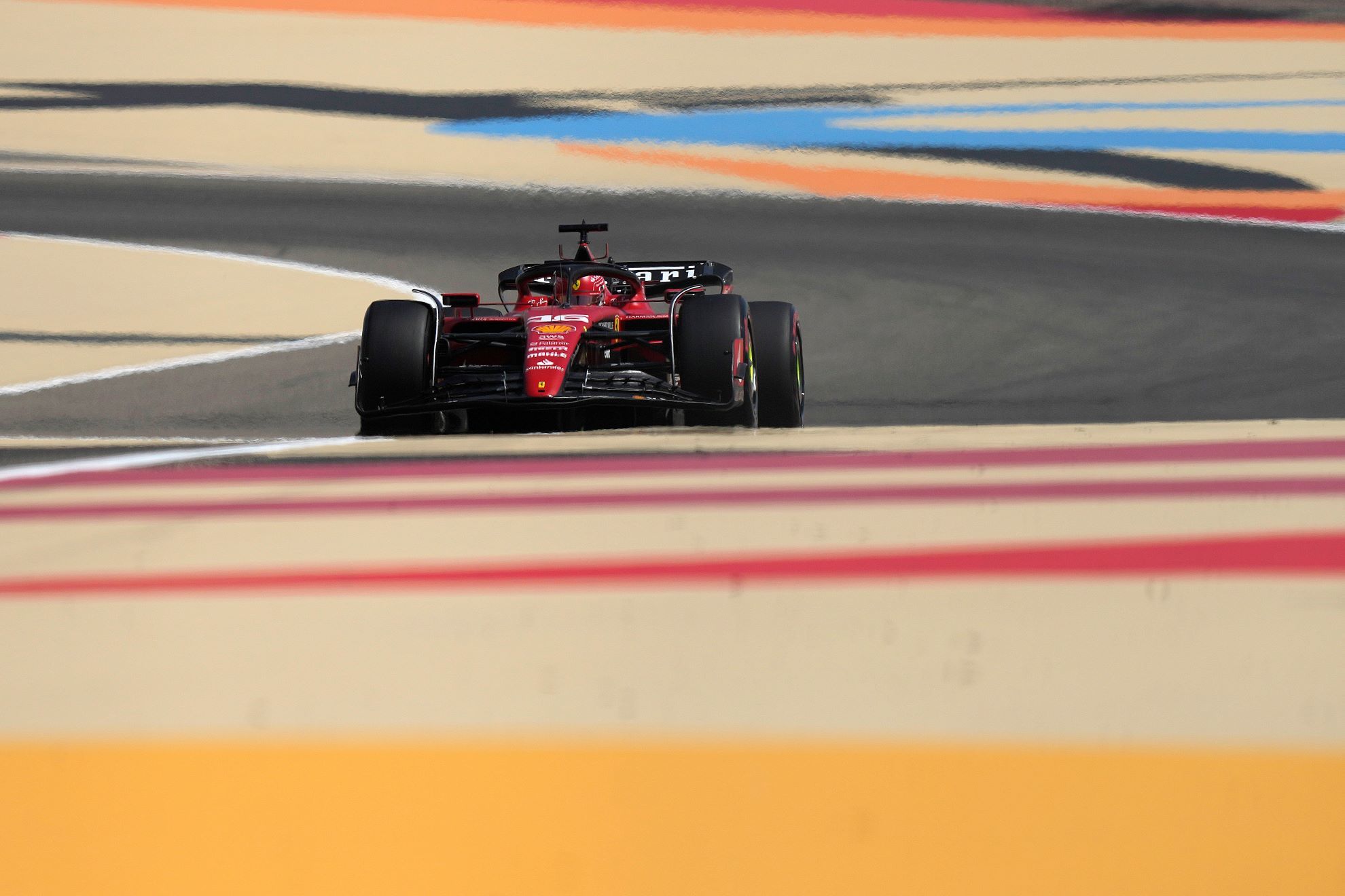 Ferrari driver Charles Leclerc of Monaco steers his car during a Formula One pre season test at the Bahrain.