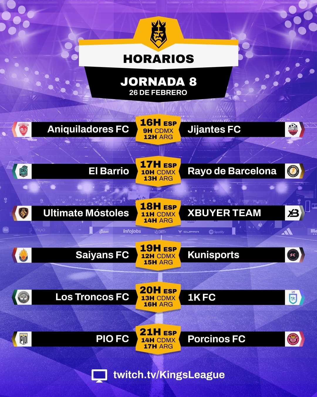 Horario kings league jornada 8