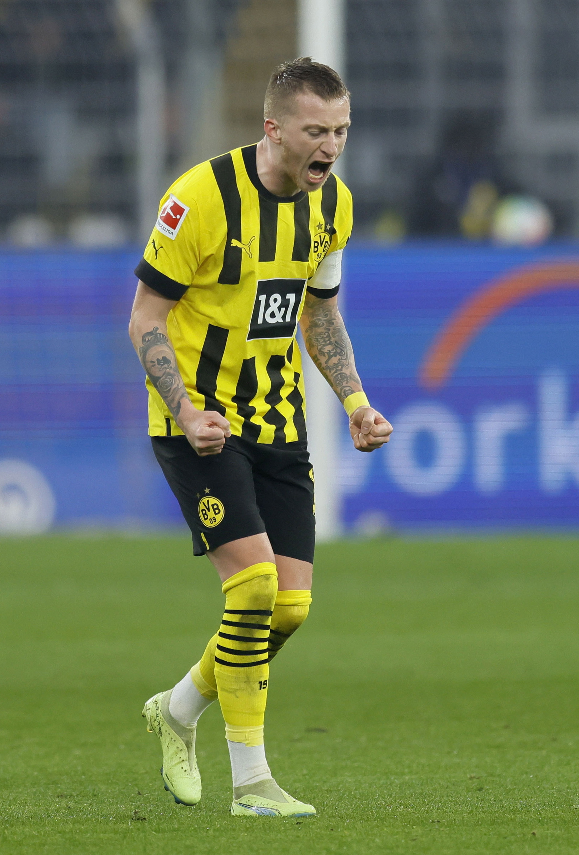 Dortmunds Marco Reus celebrates after scoring