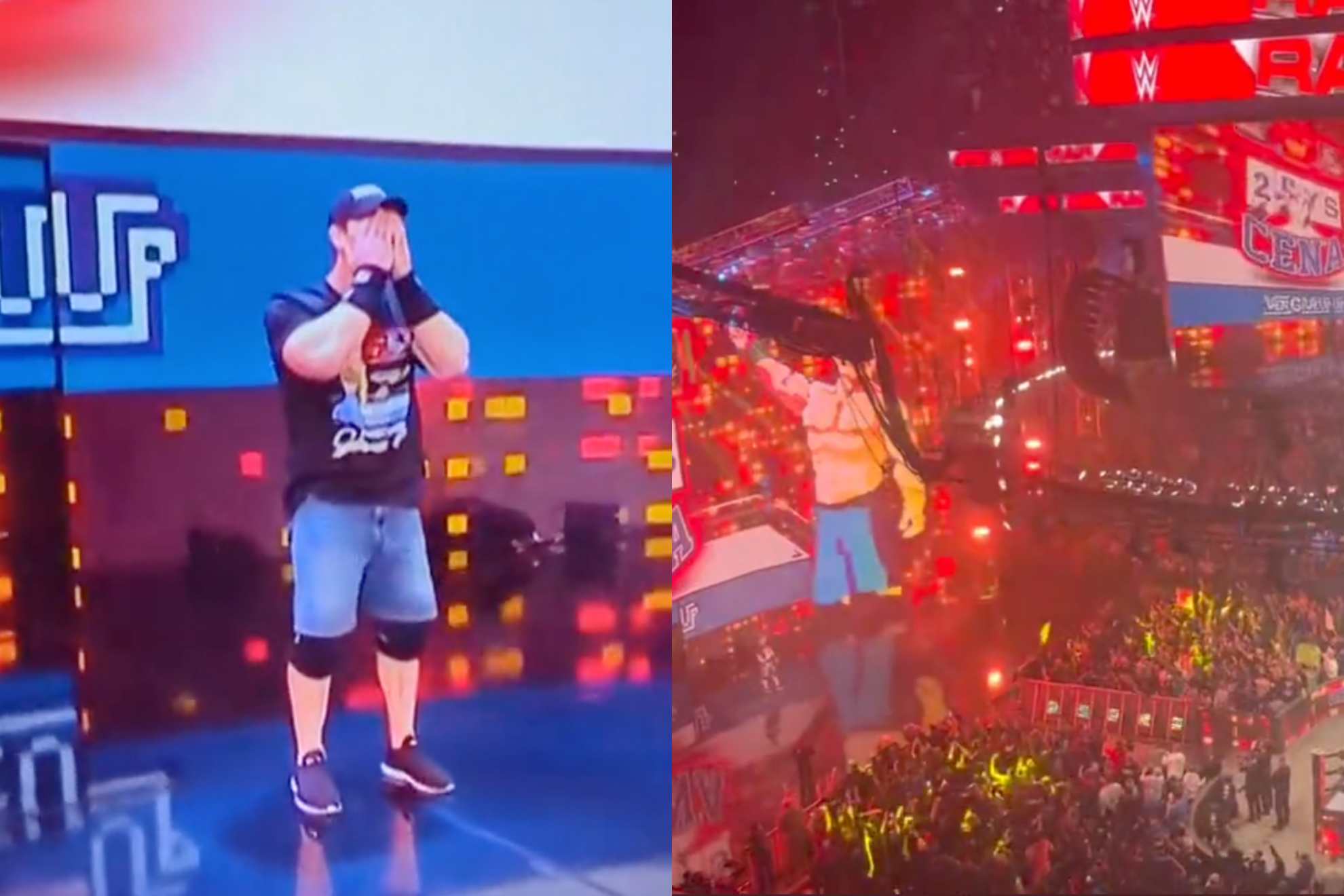 John Cenas 20-year celebration of WWE Monday Night Raw in a packed TD Garden in Boston.