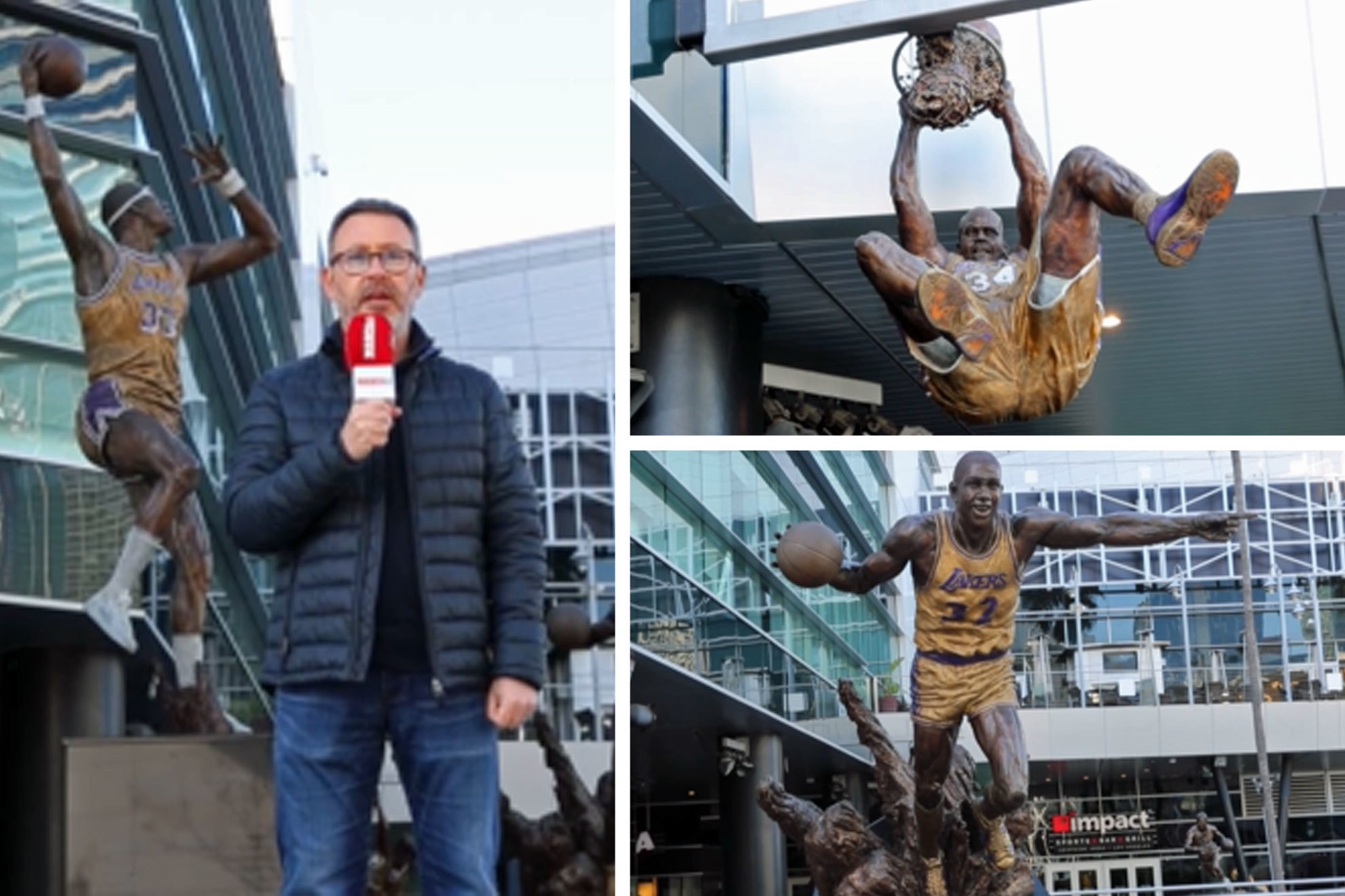 El paseo de las estatuas de los Lakers: de Magic a Shaq pasando... por un periodista!