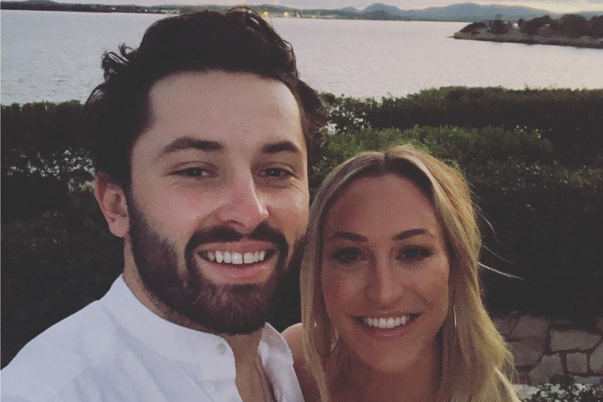 Free agent baker Mayfield and his wife Emily.