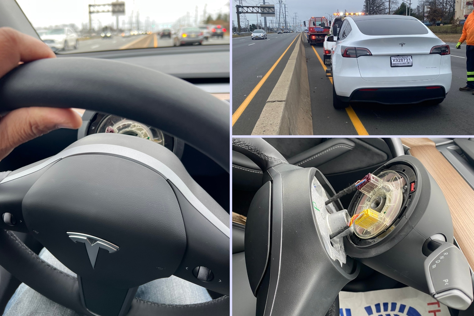El conductor de este Tesla Model Y se quedó con el volante entre las manos en plena autopista.