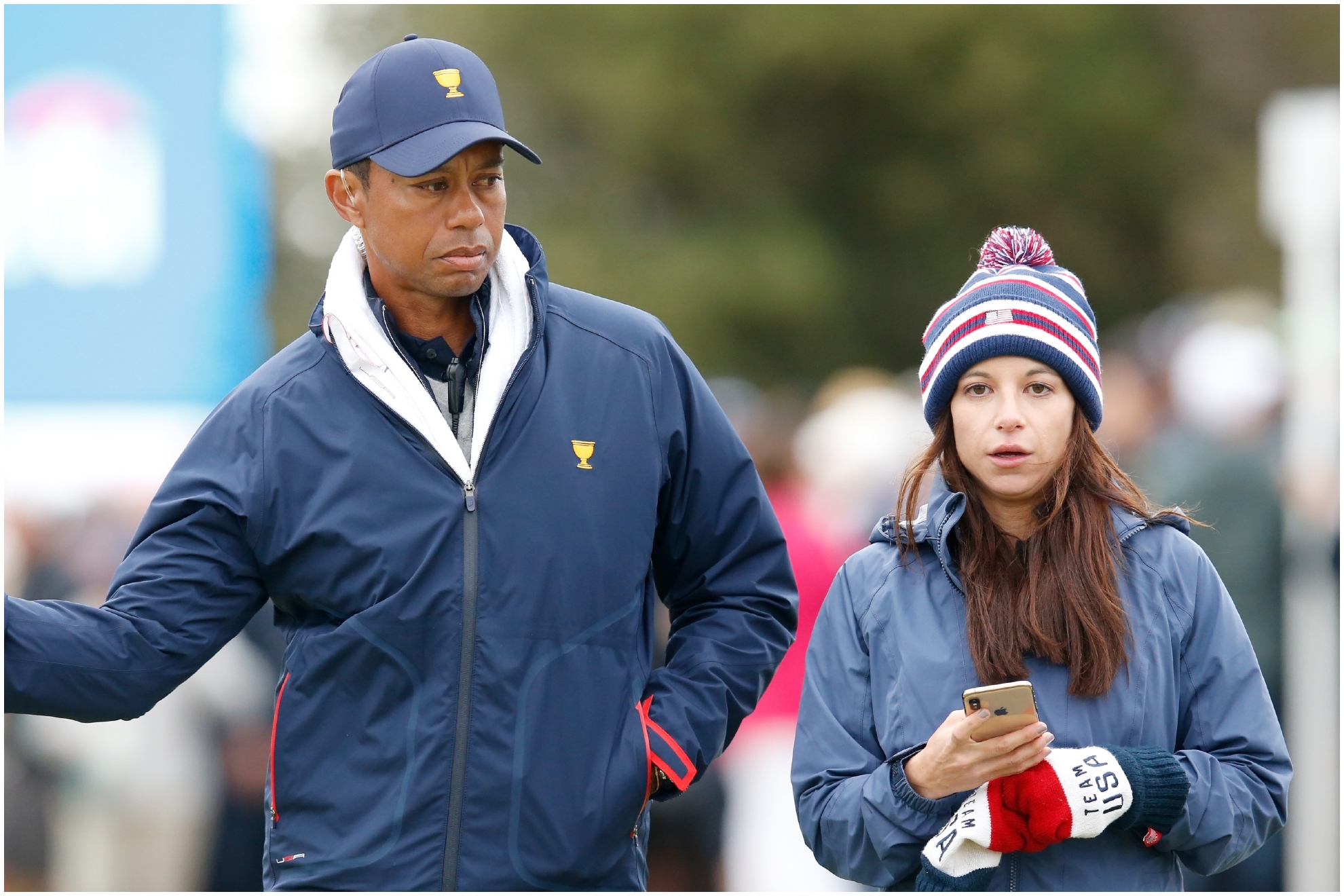 Tiger Woods junto a su novia en la Presidents Cup de 2019.